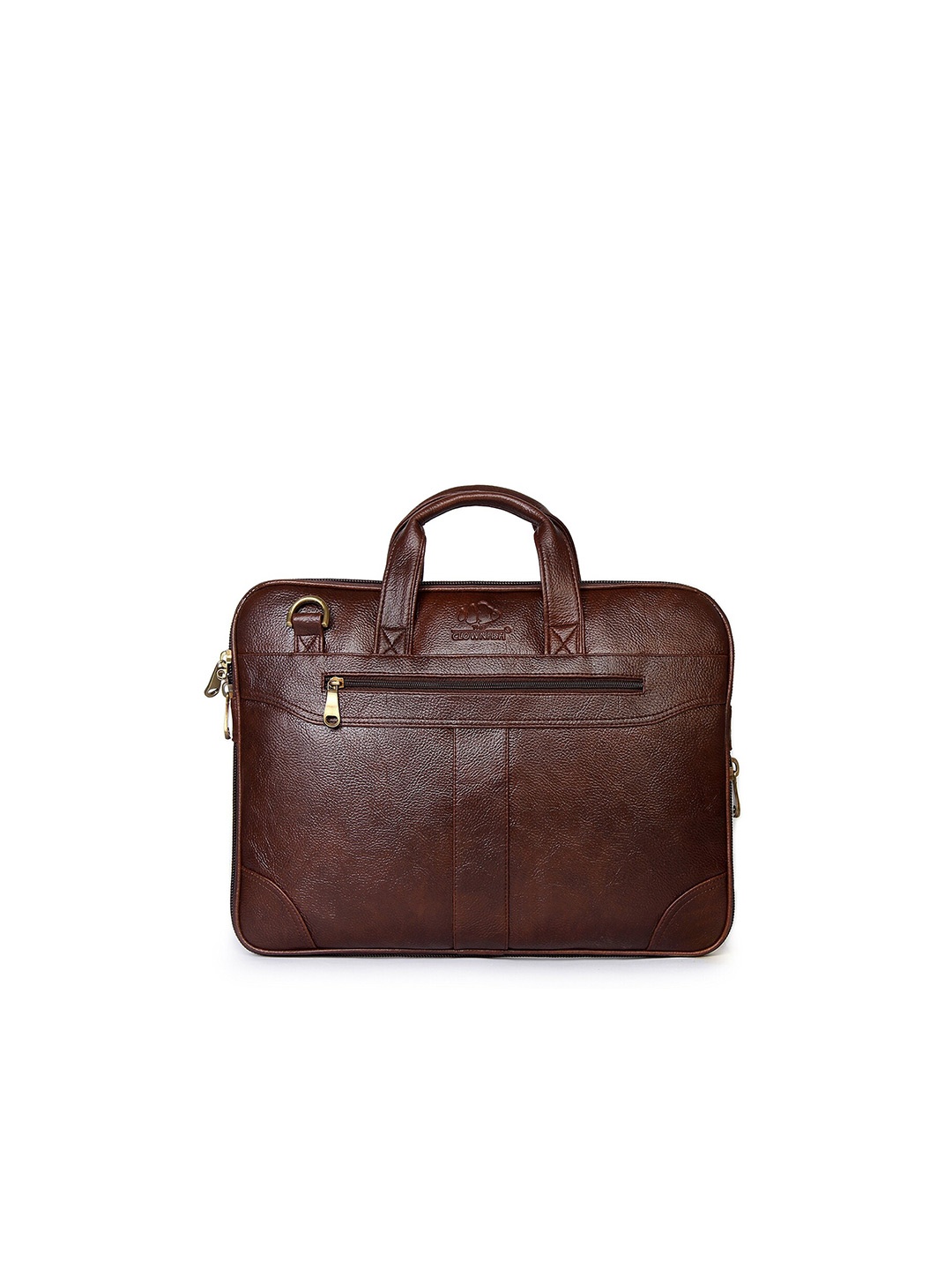 

THE CLOWNFISH Unisex Leather Laptop Bag, Brown