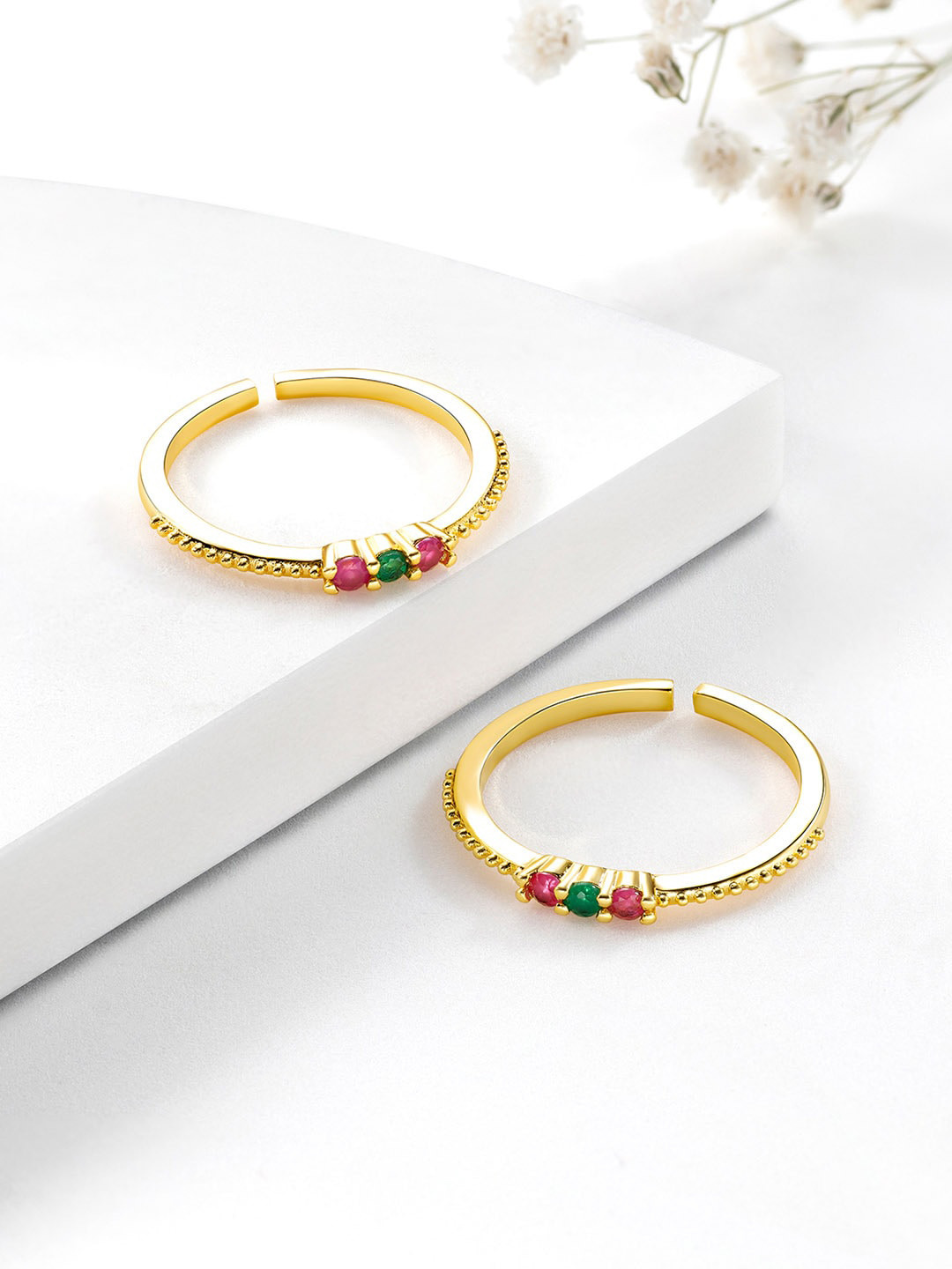 

Peora Gold-Plated CZ-Studded Adjustable Toe Rings