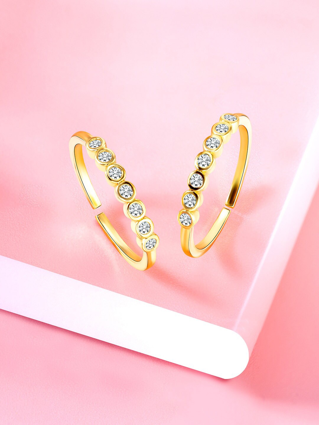 

Peora Gold-Plated CZ-Studded Adjustable Toe Rings