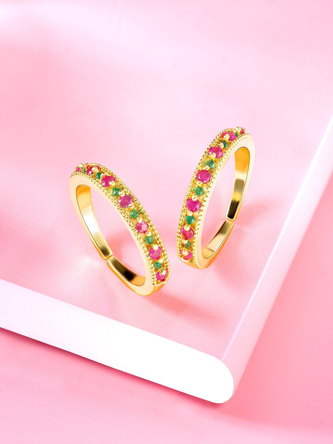 

Peora Gold-Plated CZ-Studded Toe Rings