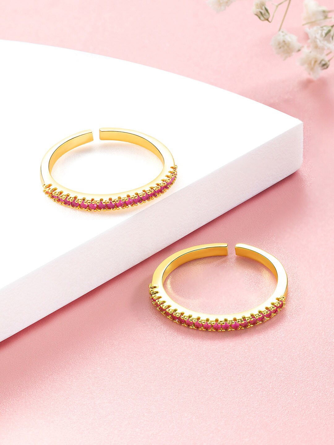 

Peora Gold-Plated CZ-Studded Adjustable Toe Rings