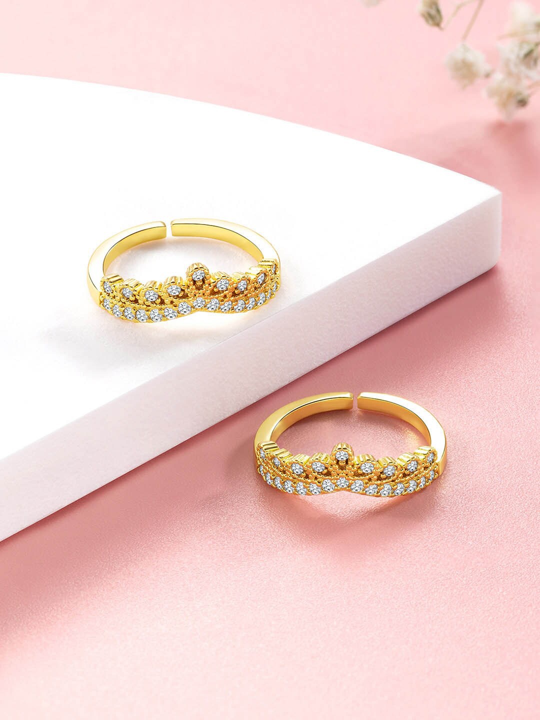 

Peora Gold-Plated & CZ Stone-Studded Toe Rings