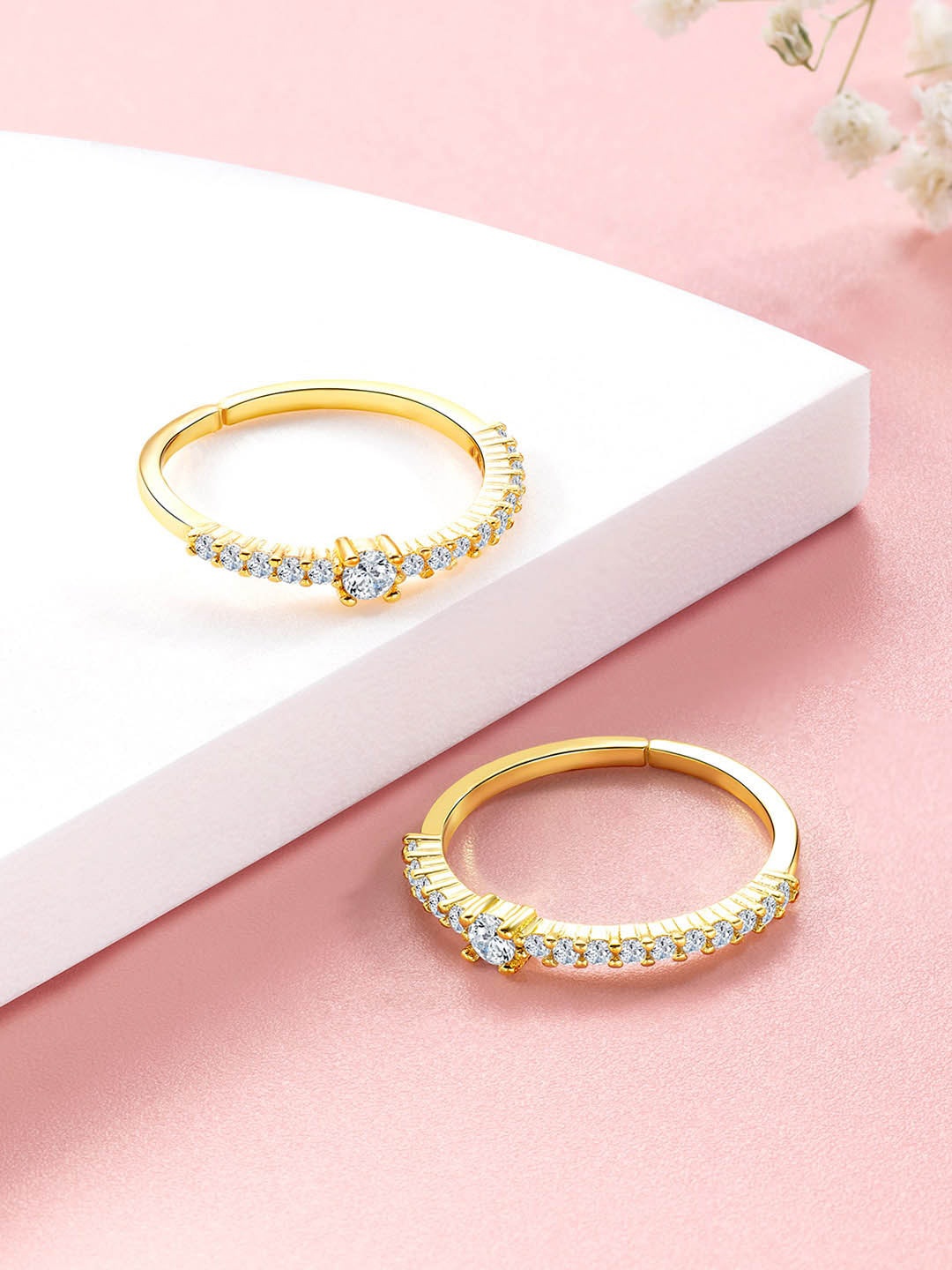 

Peora Gold-Plated CZ-Studded Adjustable Toe Rings