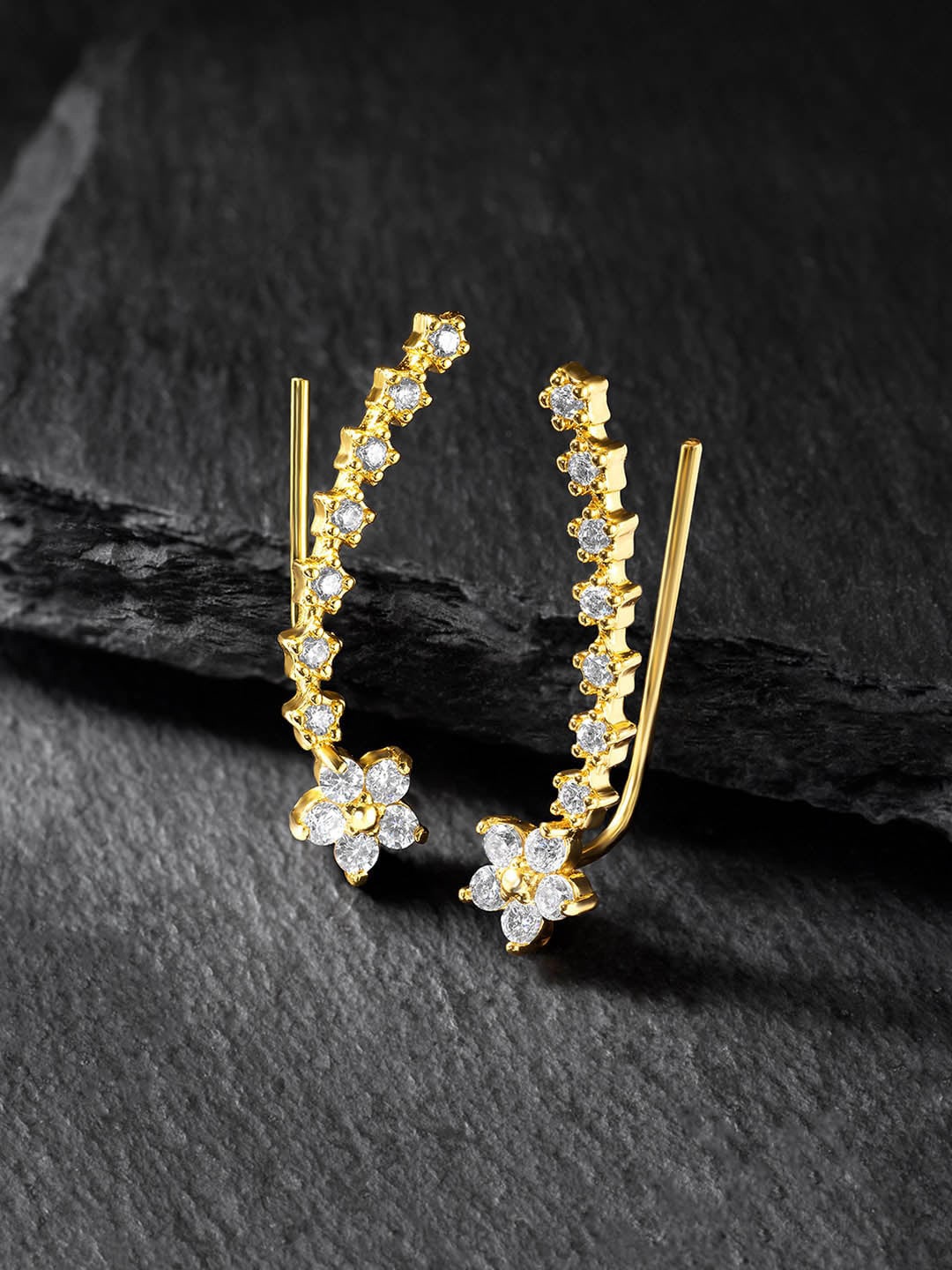 

Peora Gold-Plated Contemporary Half Hoop Earrings, White