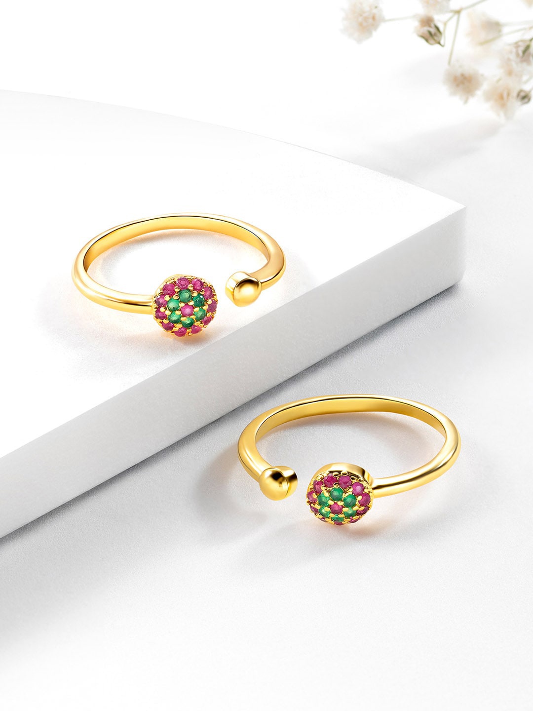 

Peora Gold-Plated CZ-Studded Toe Rings