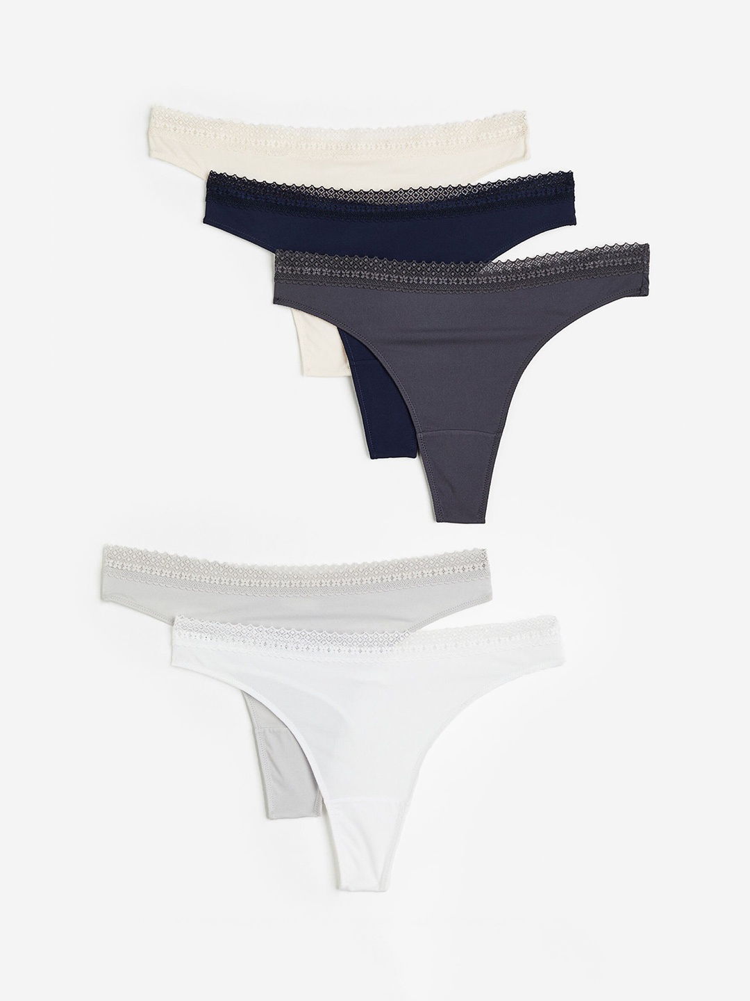 

H&M 5-Pack Microfibre Thong Briefs, Beige