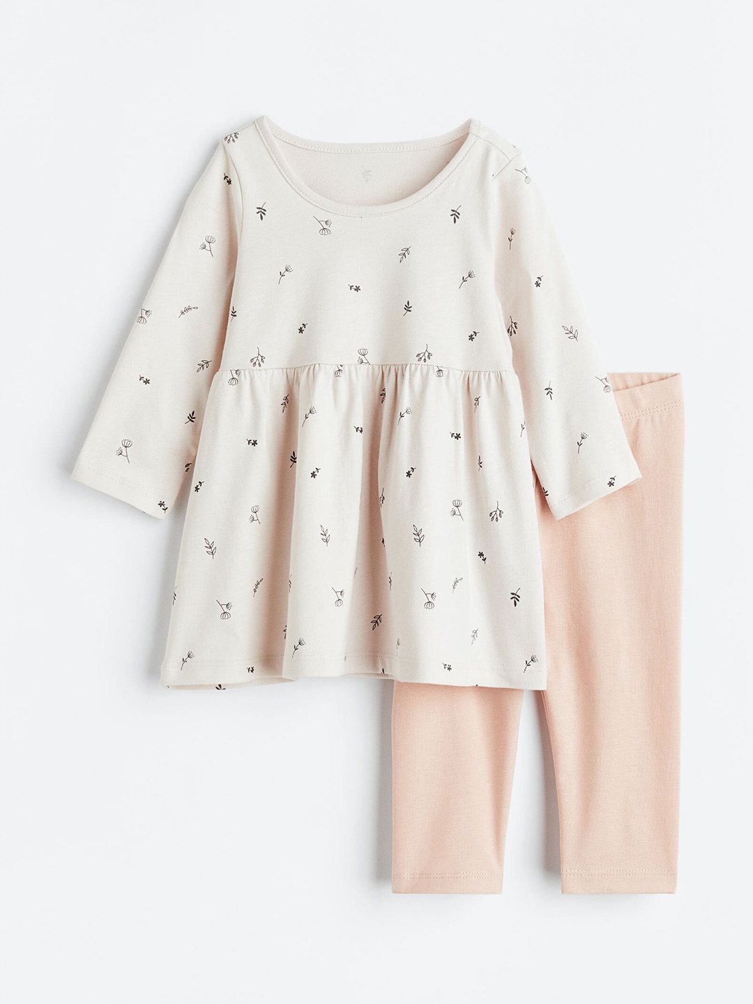 

H&M Girls 2-Piece Cotton Set, Beige