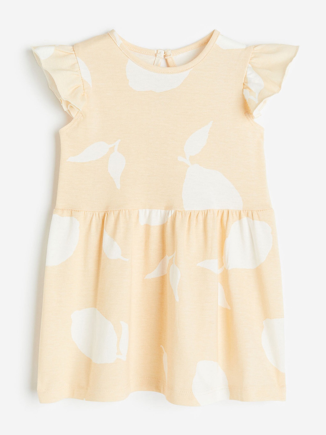 

H&M Infant Girls Flounce-Trimmed Pure Cotton Jersey Dress, Yellow