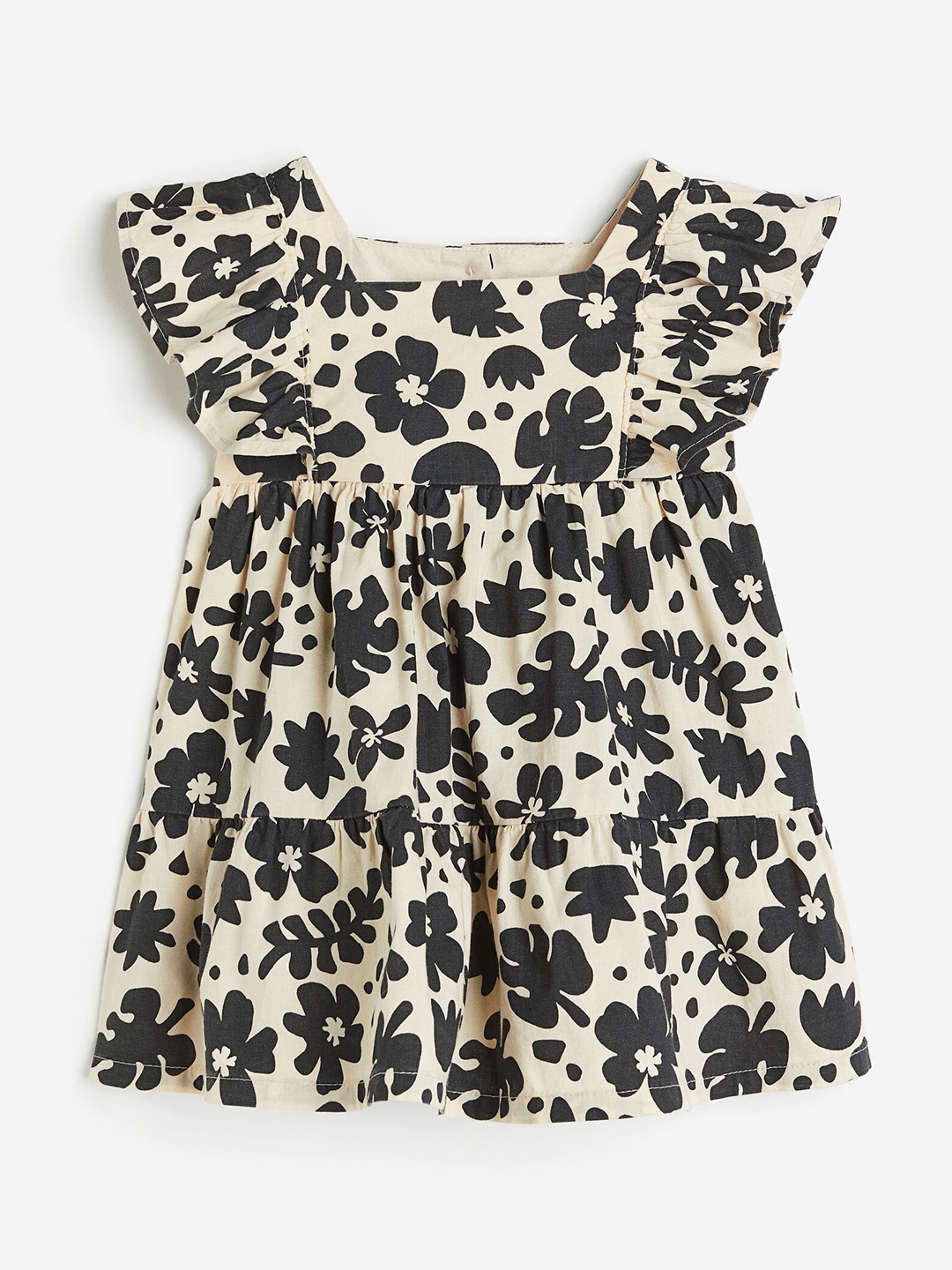 

H&M Girls Flounce-Trimmed Dress, Beige