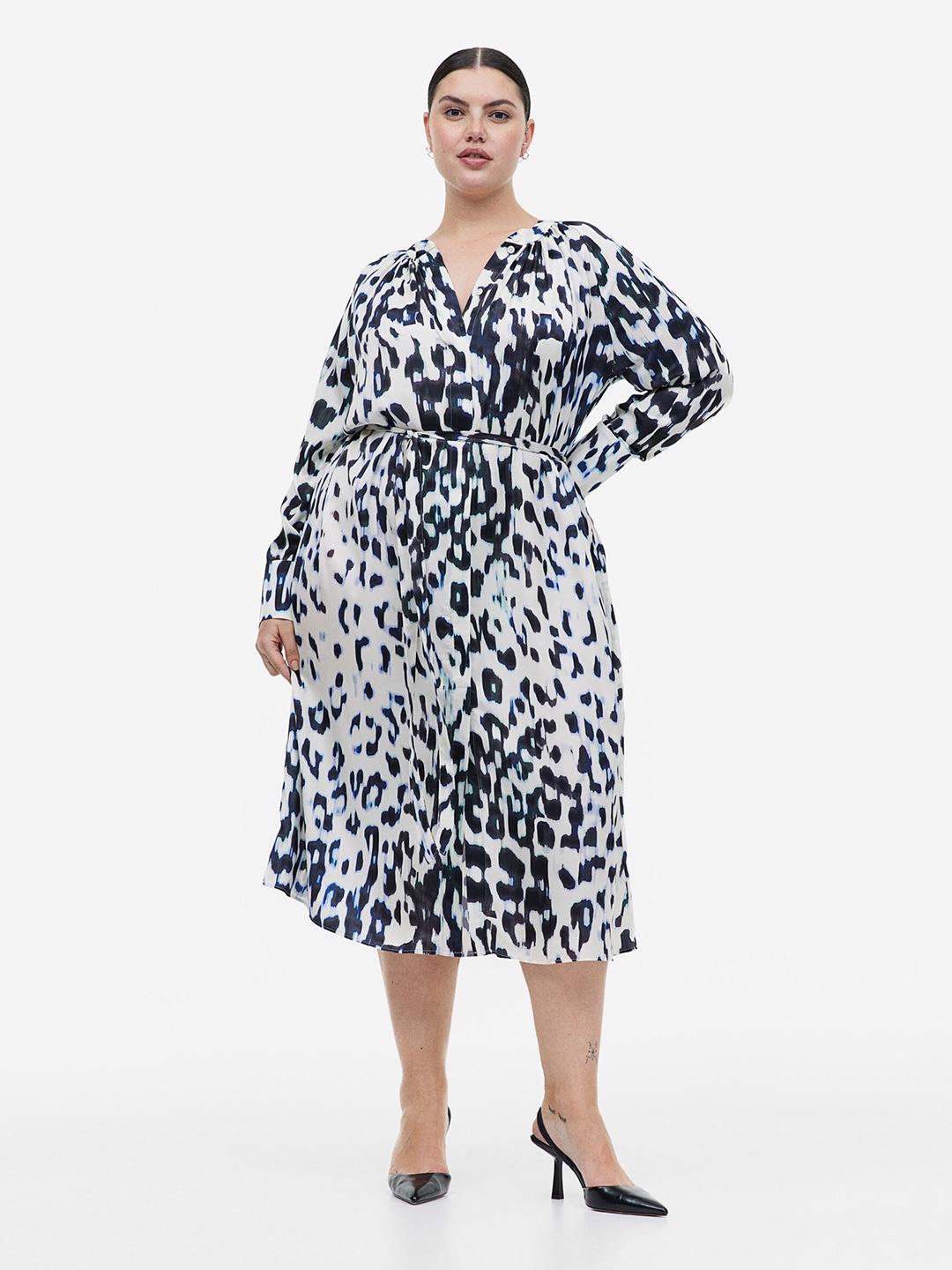 

H&M Tie-Belt Dress, White