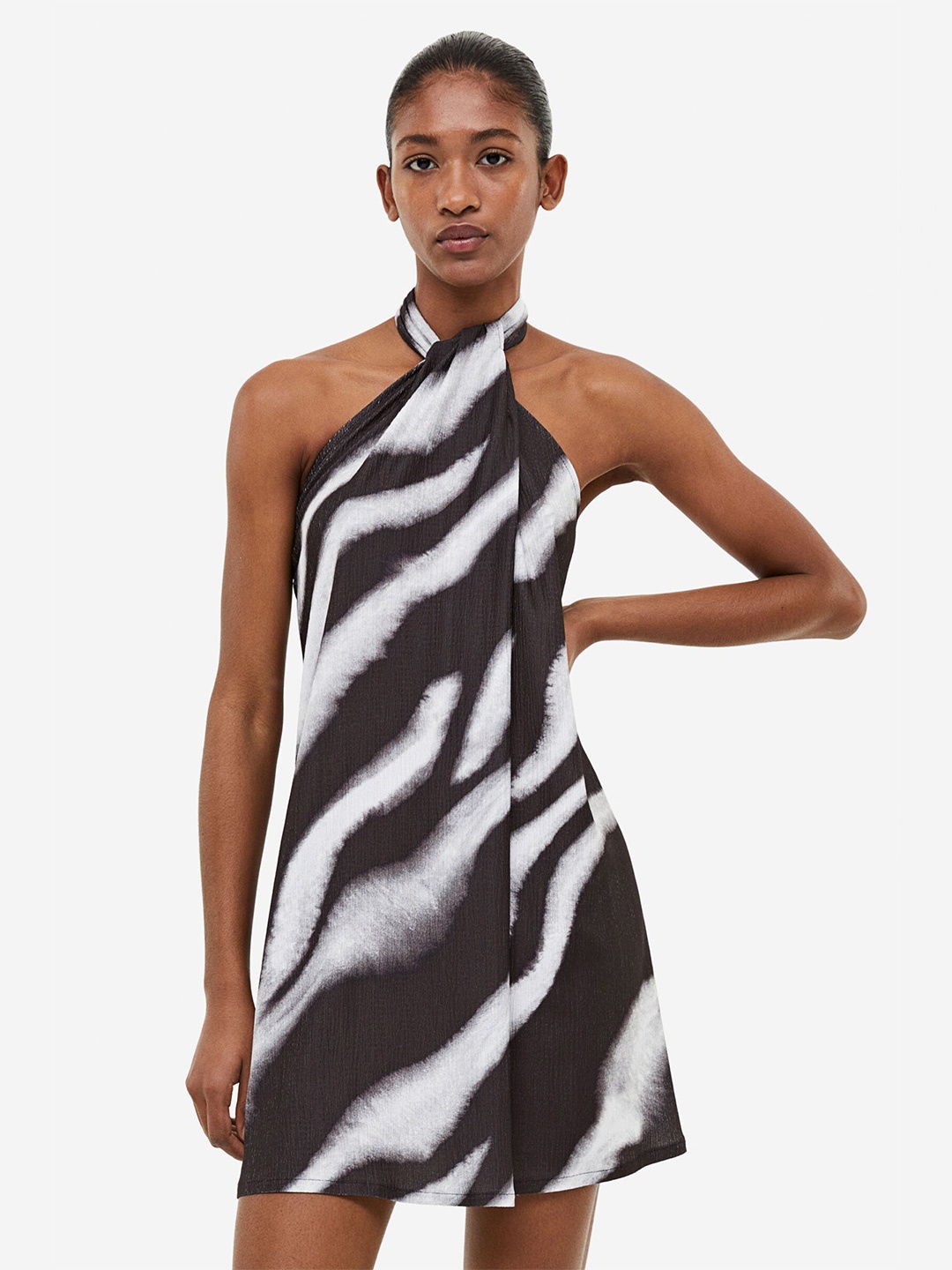 

H&M A-Line Halter-Neck Dress, Black