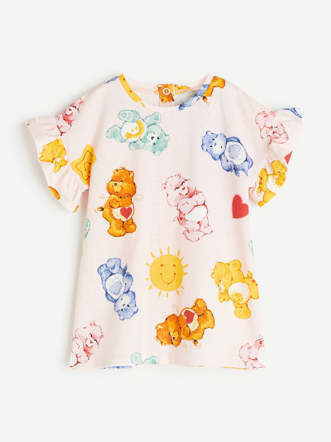 

H&M Girls Pure Cotton Flutter-Sleeve Dress, Pink