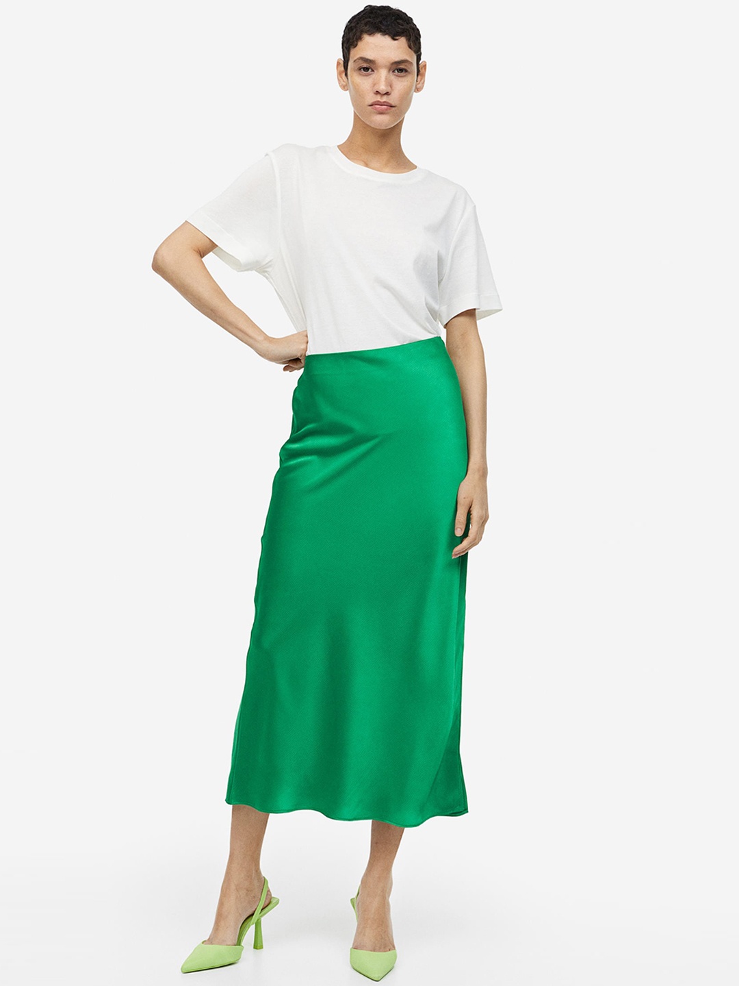 

H&M Column Skirt, Green