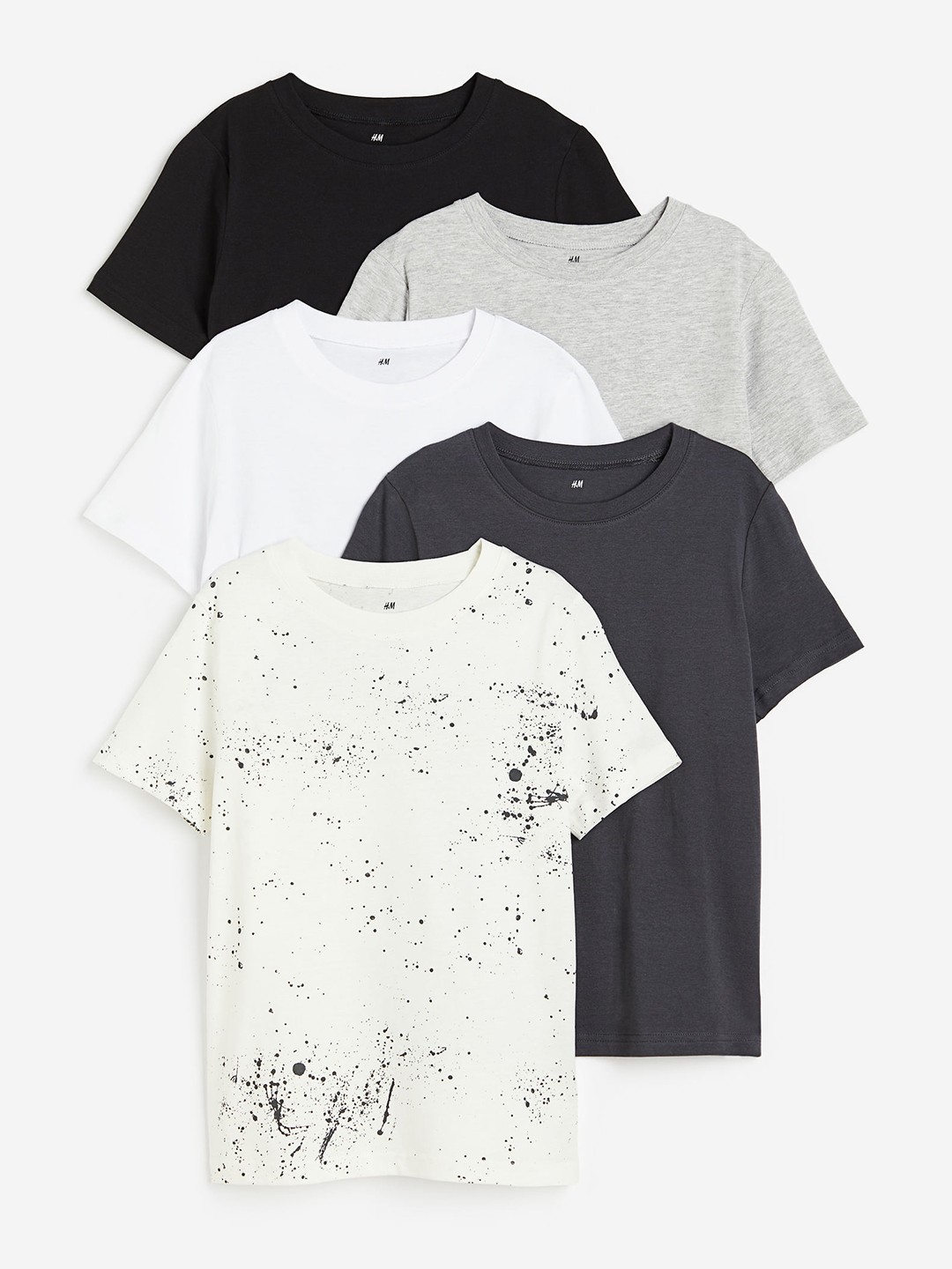 

H&M Boys 5-Pack T-shirts, Black