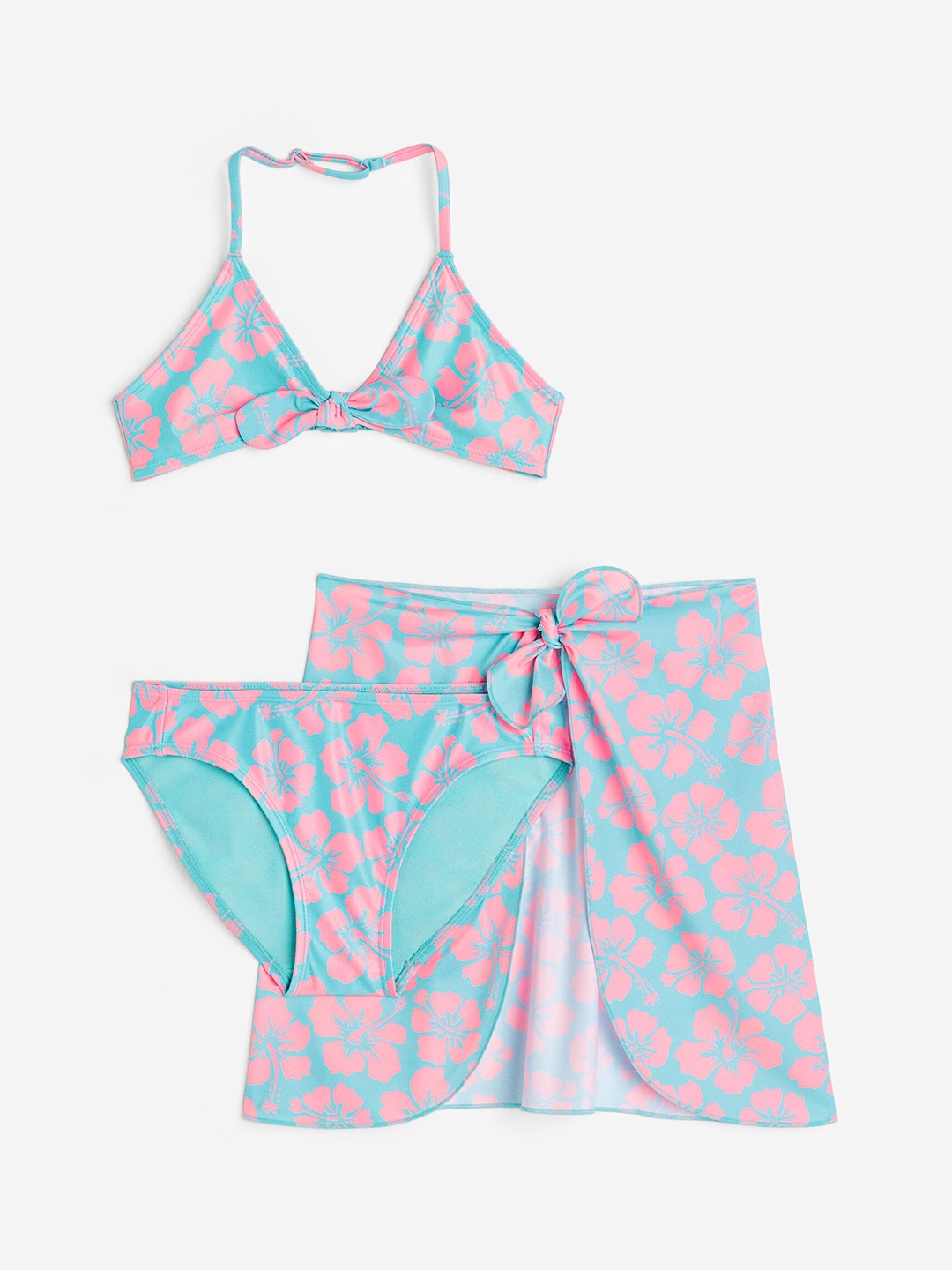 

H&M Girls 3-Piece Bikini And Skirt Set, Pink