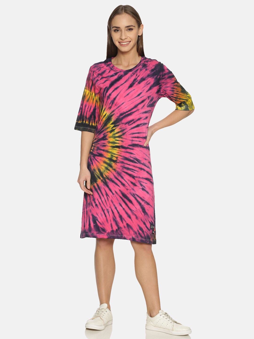 

KULTPRIT Tie & Dye Pure Cotton T-Shirt Dress, Multi