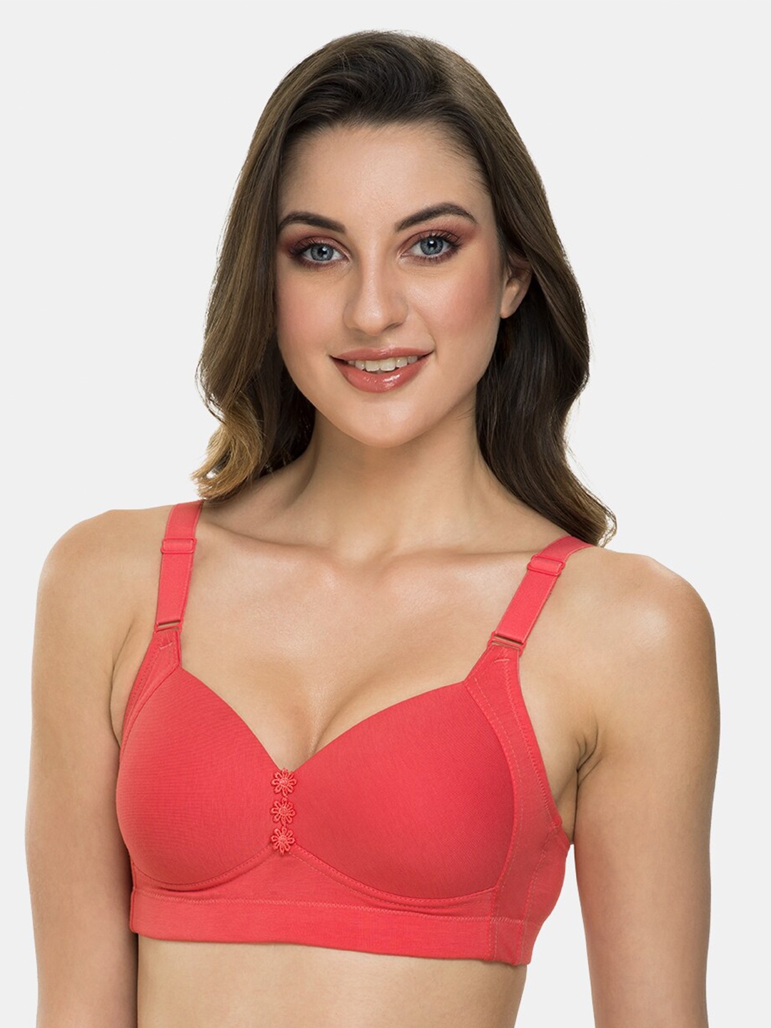 

Tweens Cotton Bra Full Coverage Seamless Cups Lightly Padded-TLW-320-CRL, Coral