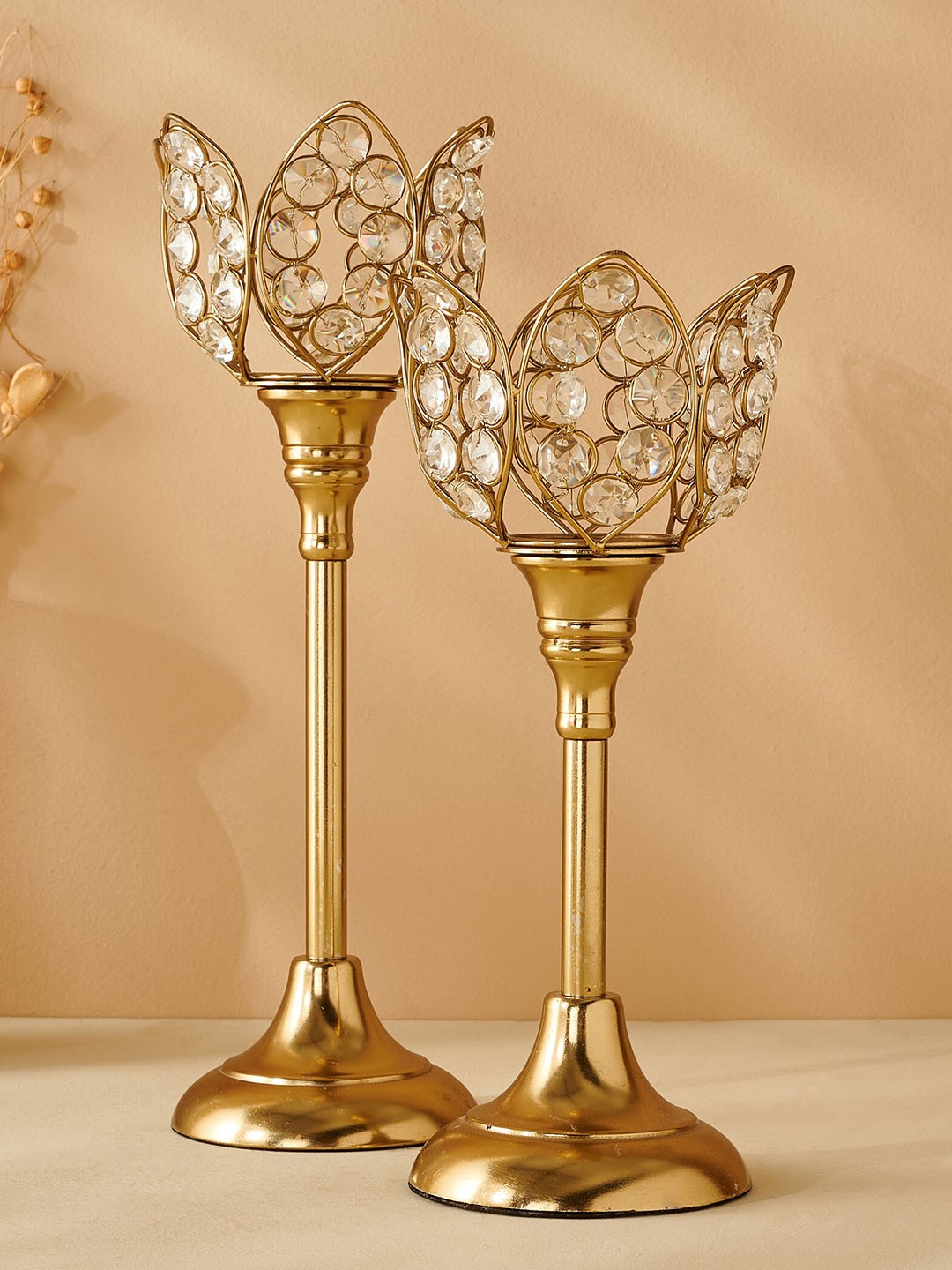 

Home Centre Gold Toned 2 Pieces Candle Holders
