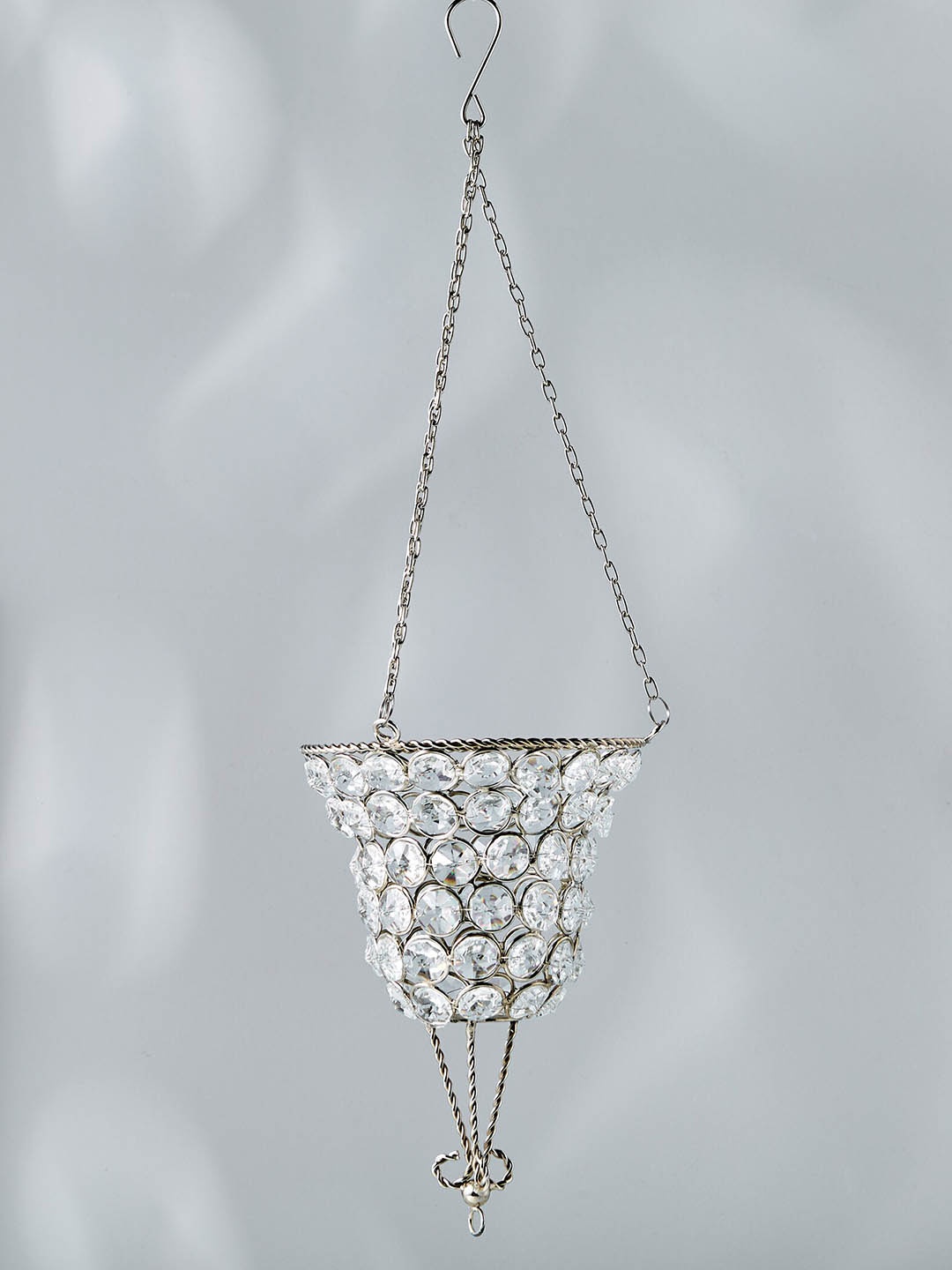 Home Centre Silver Toned Iron Embellished Hanging Votive Holder