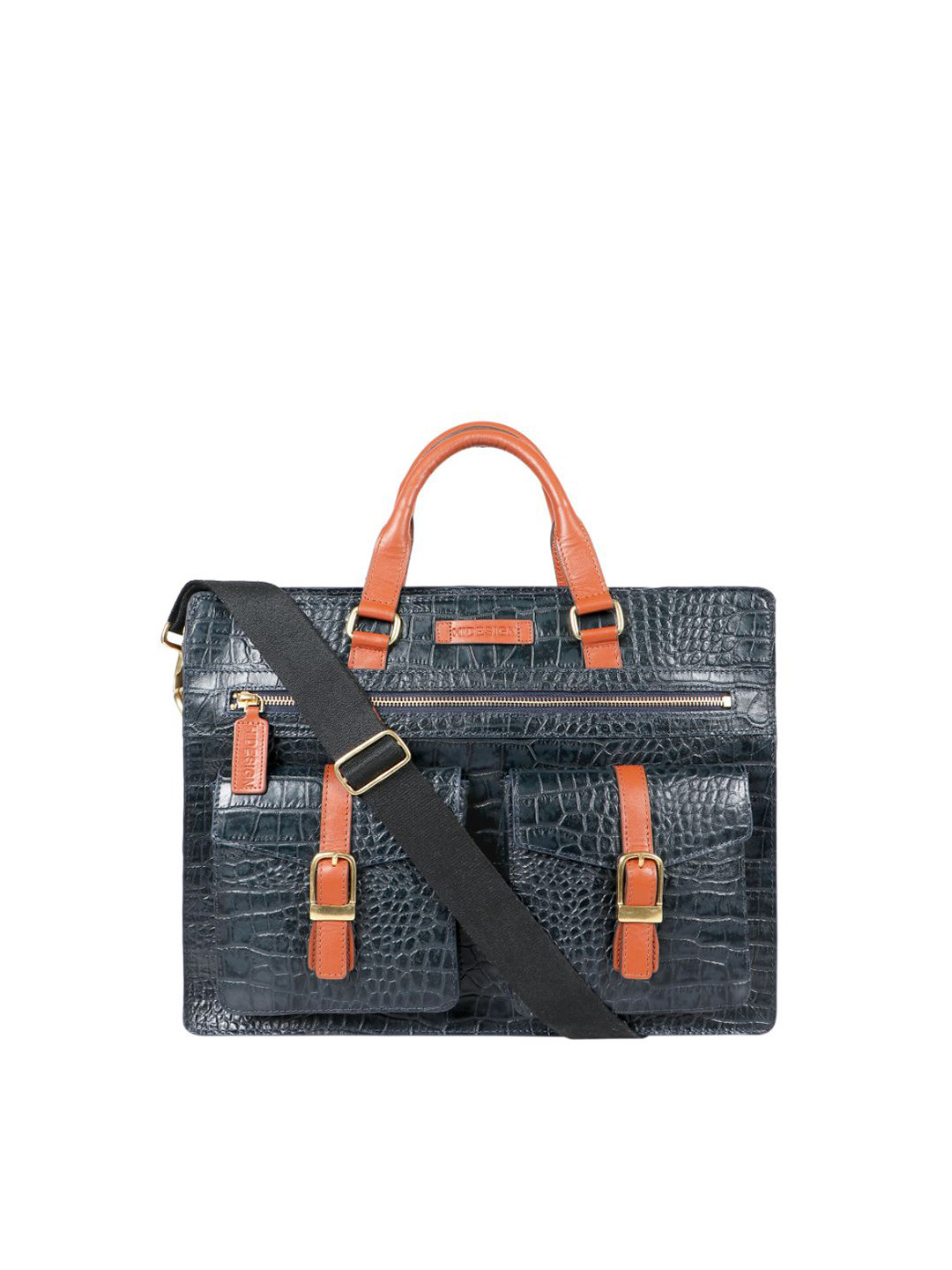 

Hidesign Men Textured Leather Messenger Bag, Blue