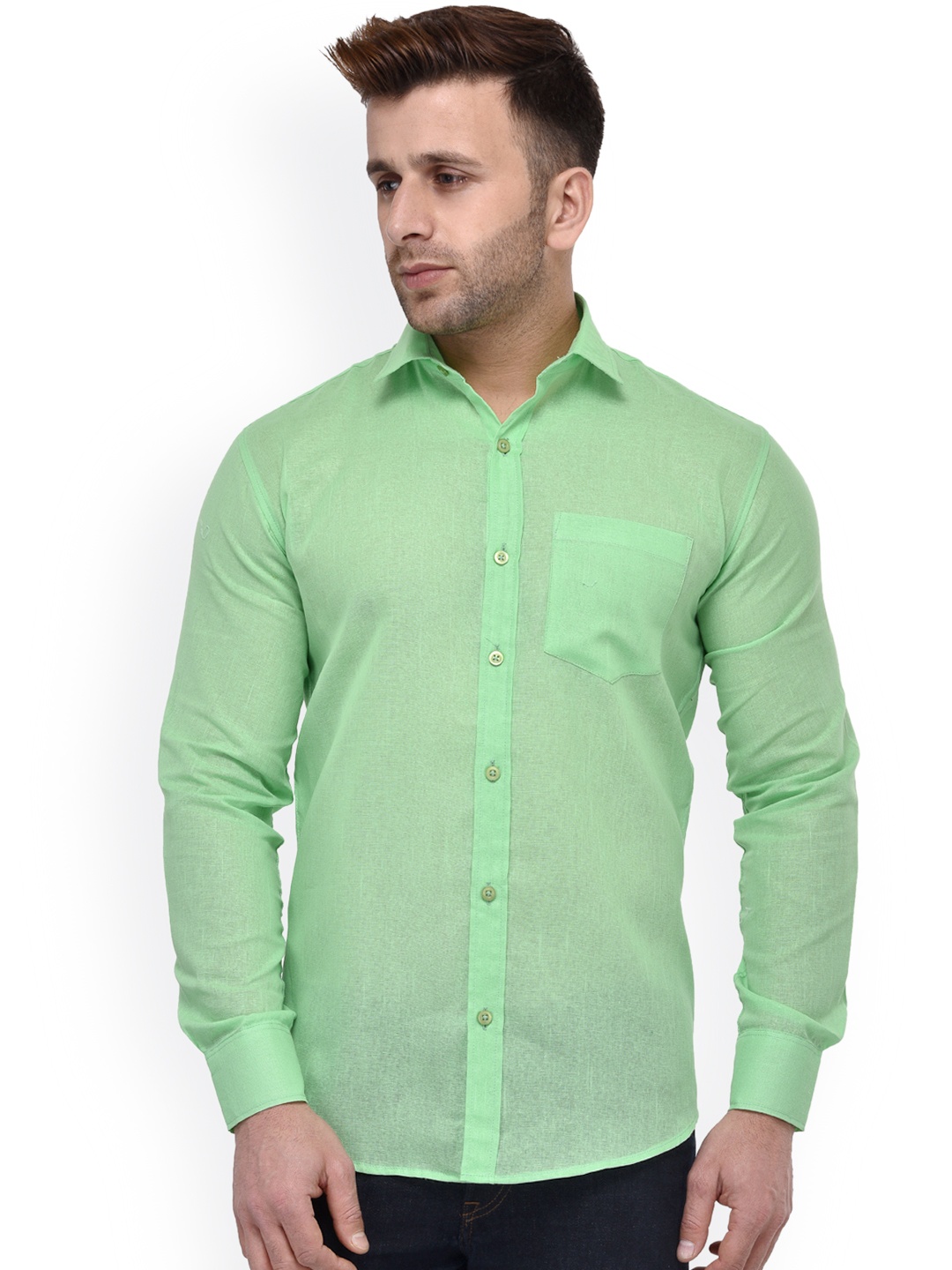 

Hangup Men Solid Regular Fit Shirt, Green