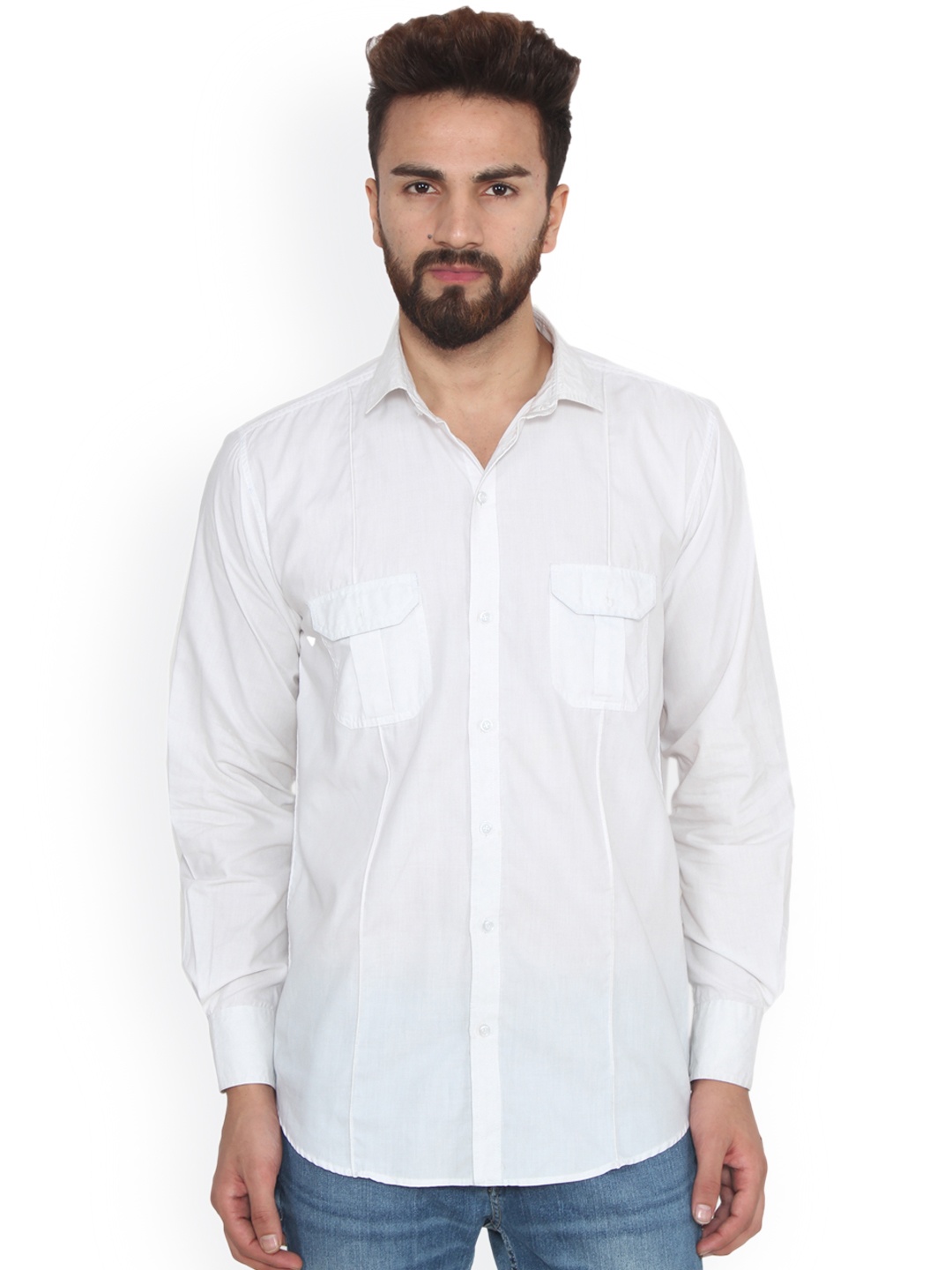 

Hangup Men White Regular Fit Solid Casual Shirt