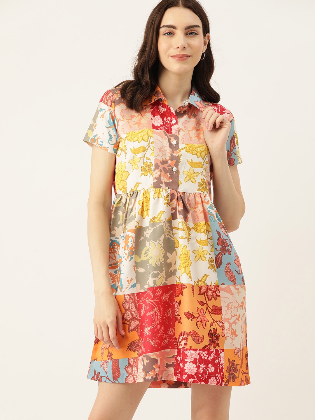 

DressBerry Print Crepe Shirt Style Dress, Multi