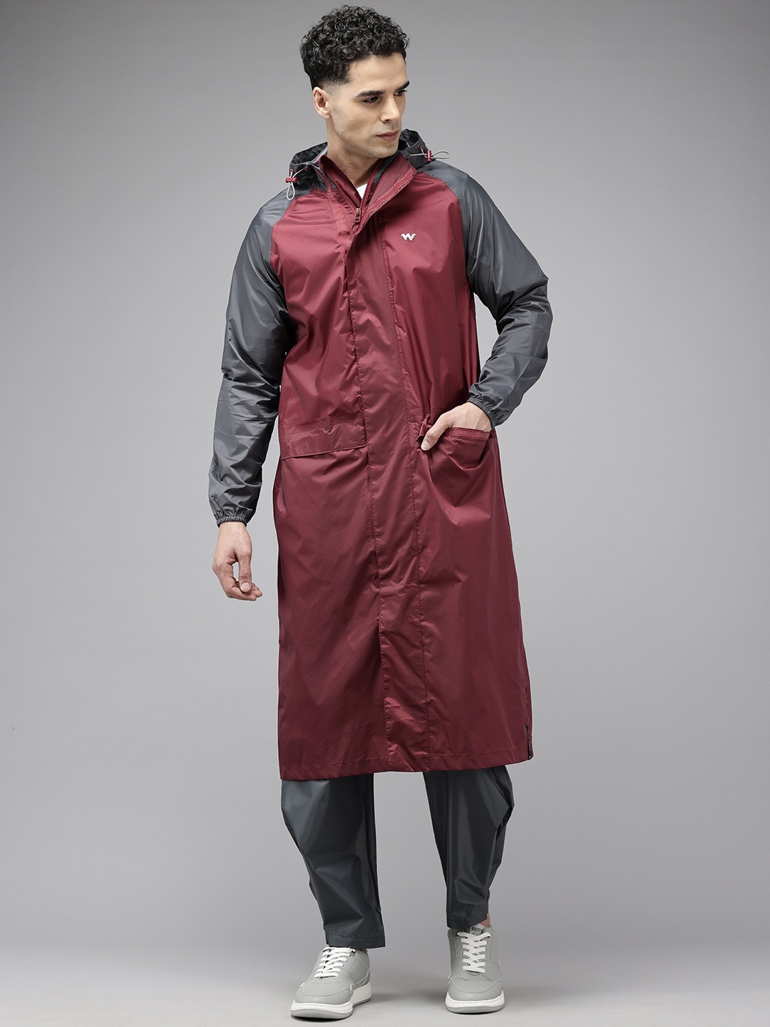 

Wildcraft Hooded Longline HypaDry Rain Jacket, Maroon