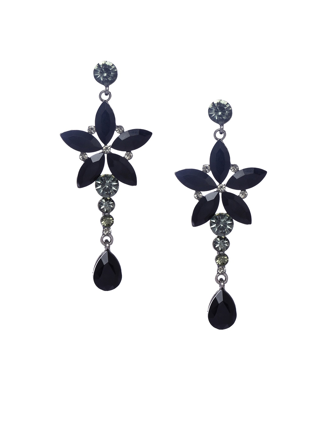 

Shining Diva Fashion Black Floral Drop Earrings