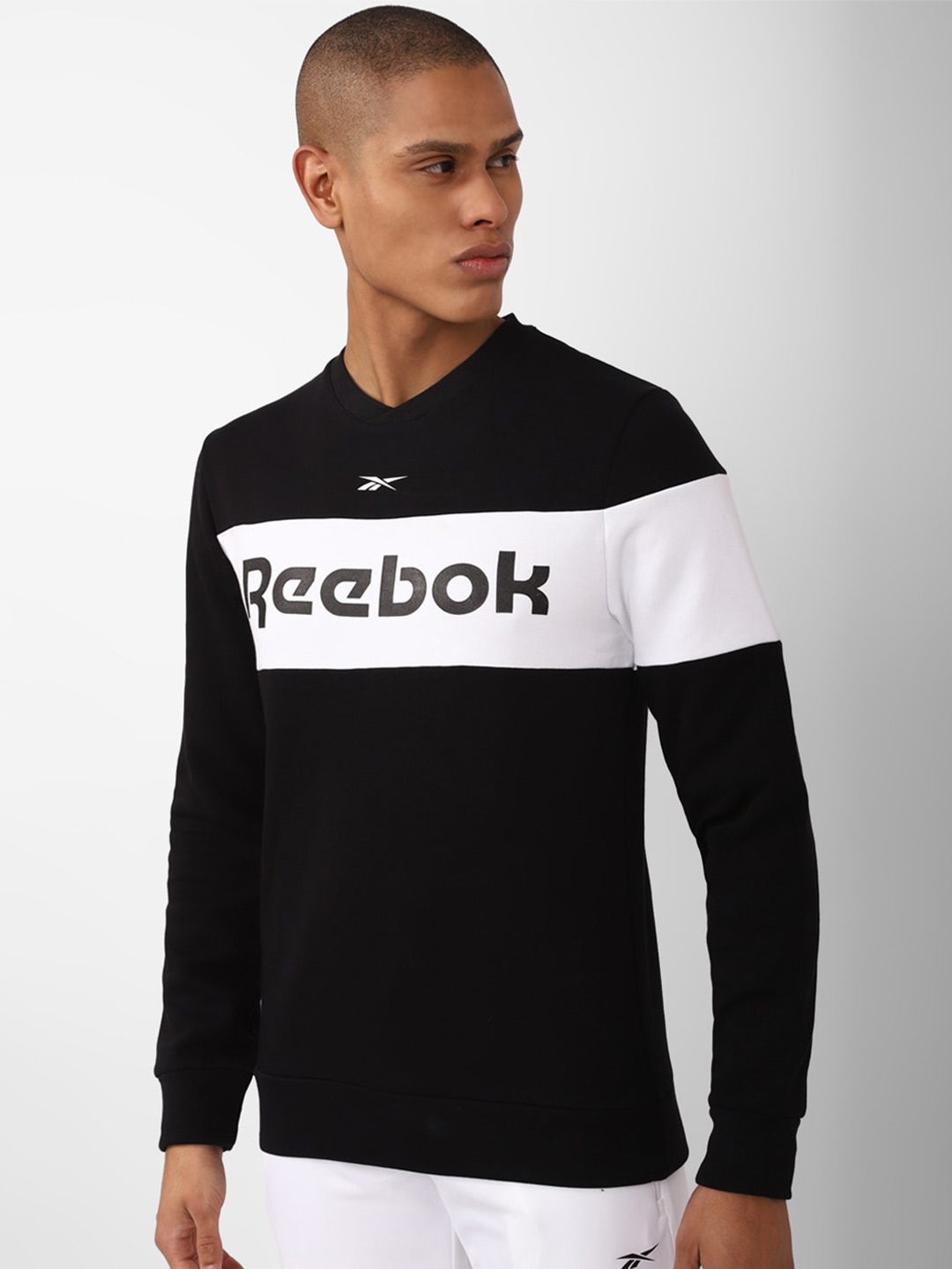 

Reebok Men Logo Printed Pullover Crew Sweatshirt, Black