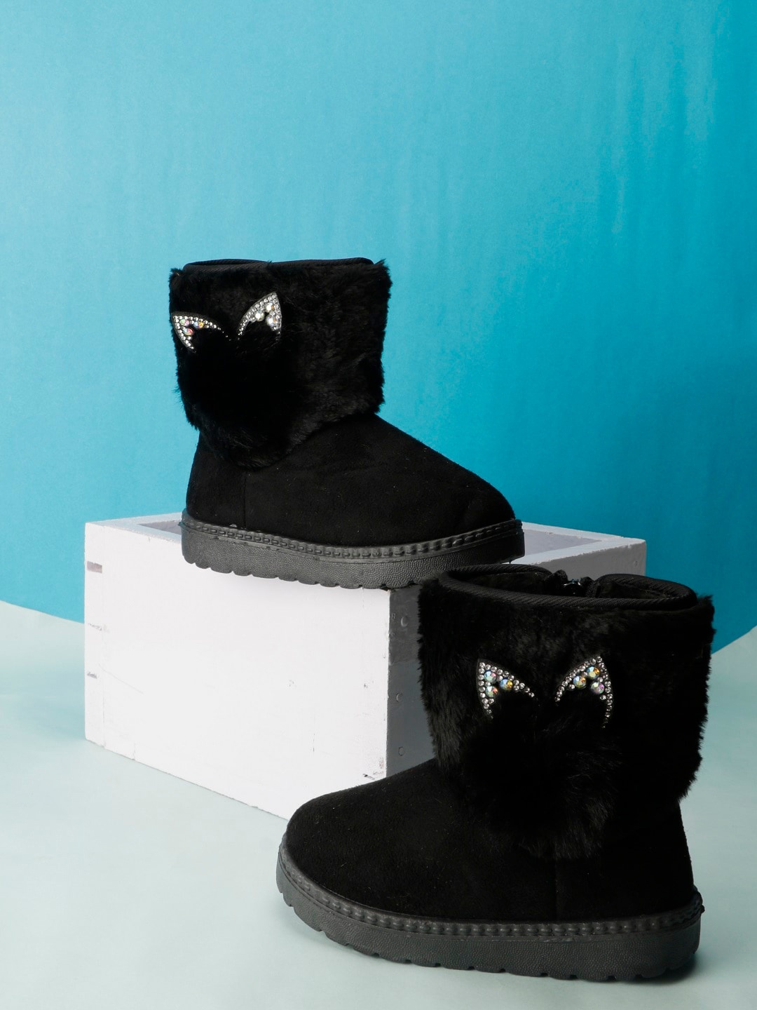 

PASSION PETALS Girls Suede Winter Boots, Black
