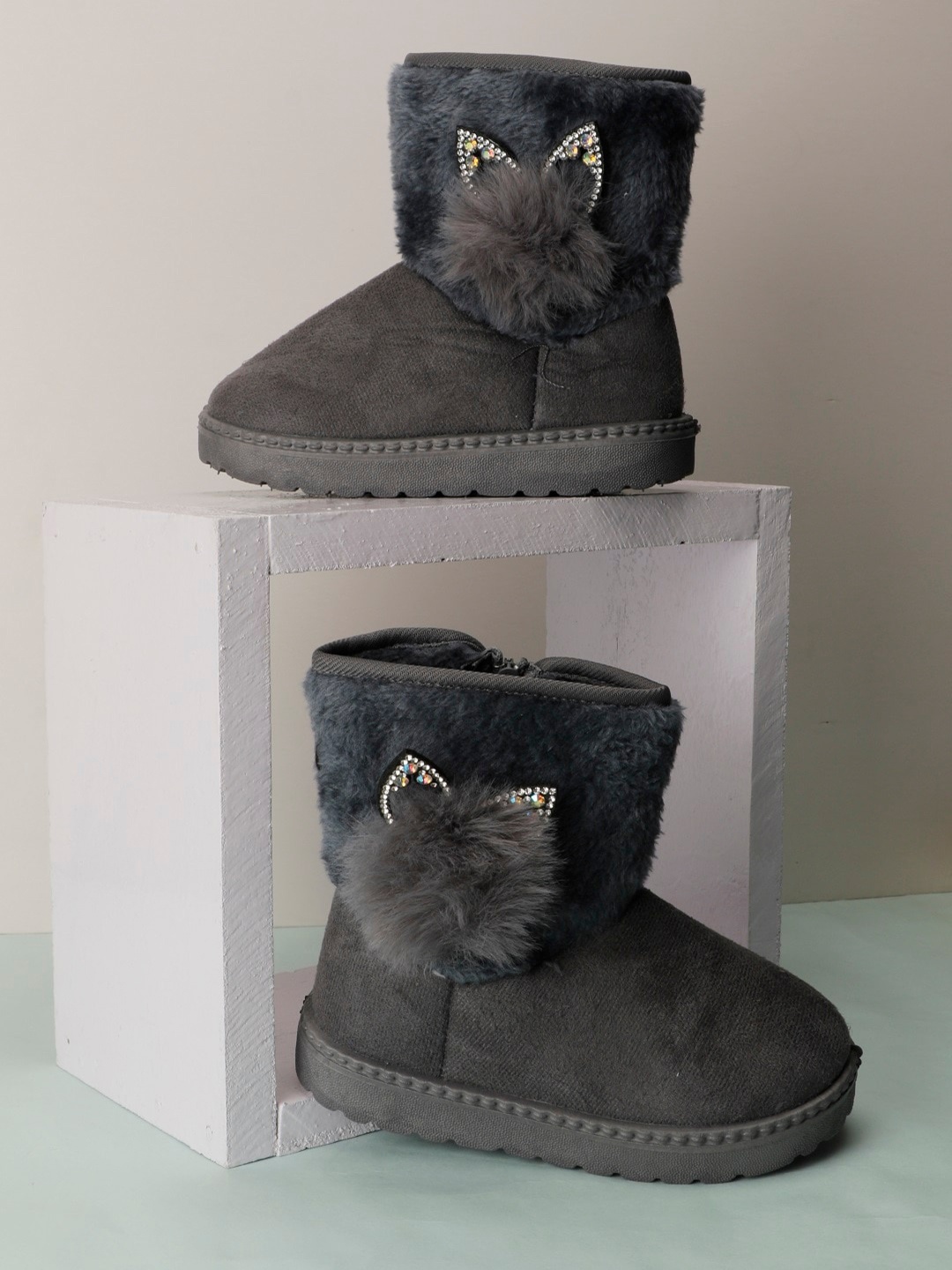 

PASSION PETALS Girls Suede Winter Boots, Grey