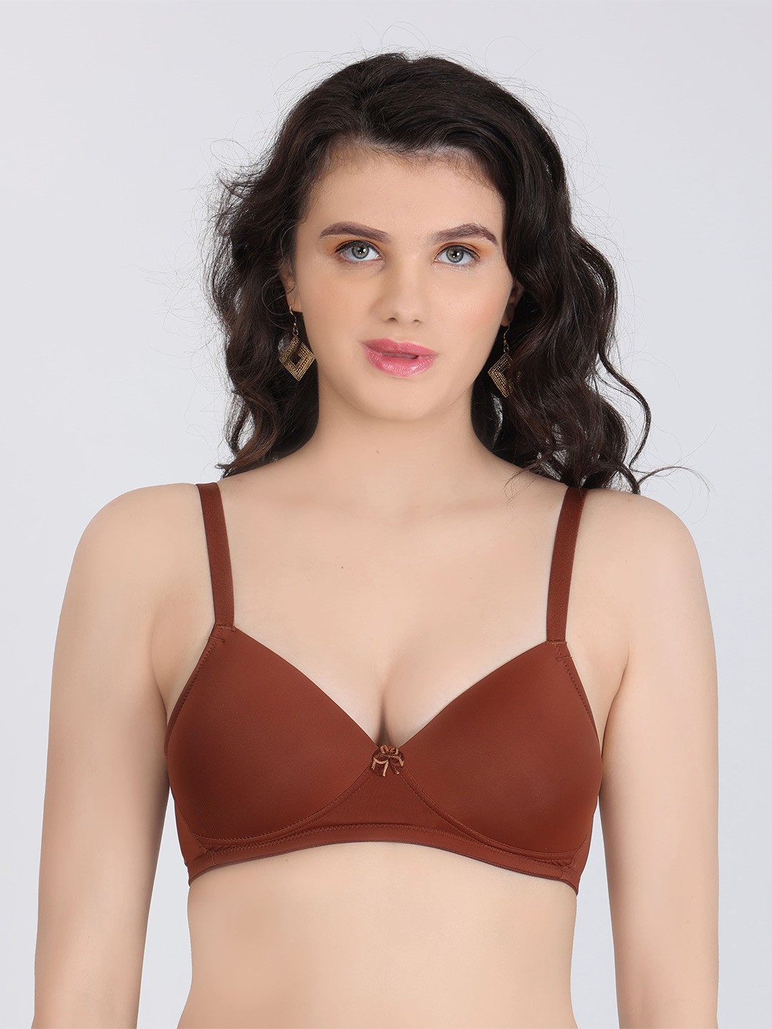 

Innocence Half Coverage Lightly Padded Everyday Bra All Day Comfort, Brown