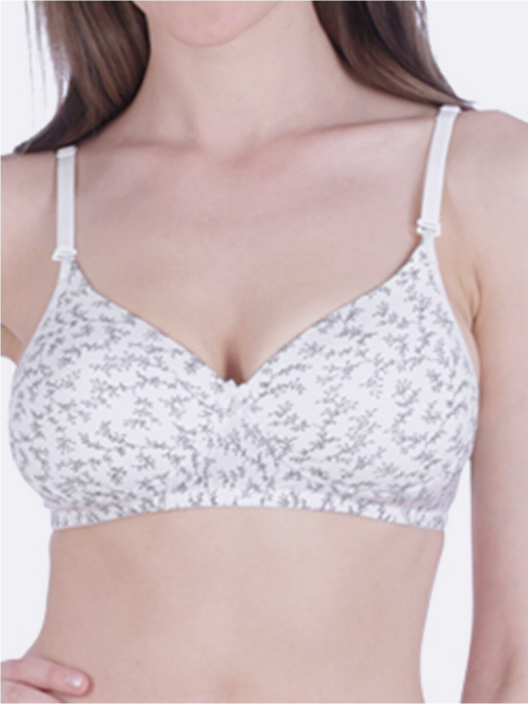 

Bralux Printed Non-Wired Lightly Padded All Day Comfort Seamless Cotton Everyday Bra, White