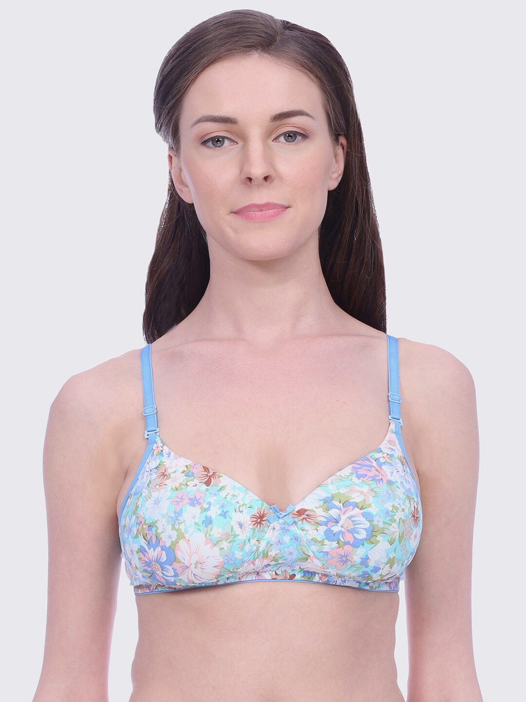 

Bralux Non-Wired Lightly Padded All Day Comfort Seamless Cotton Everyday Bra, Blue