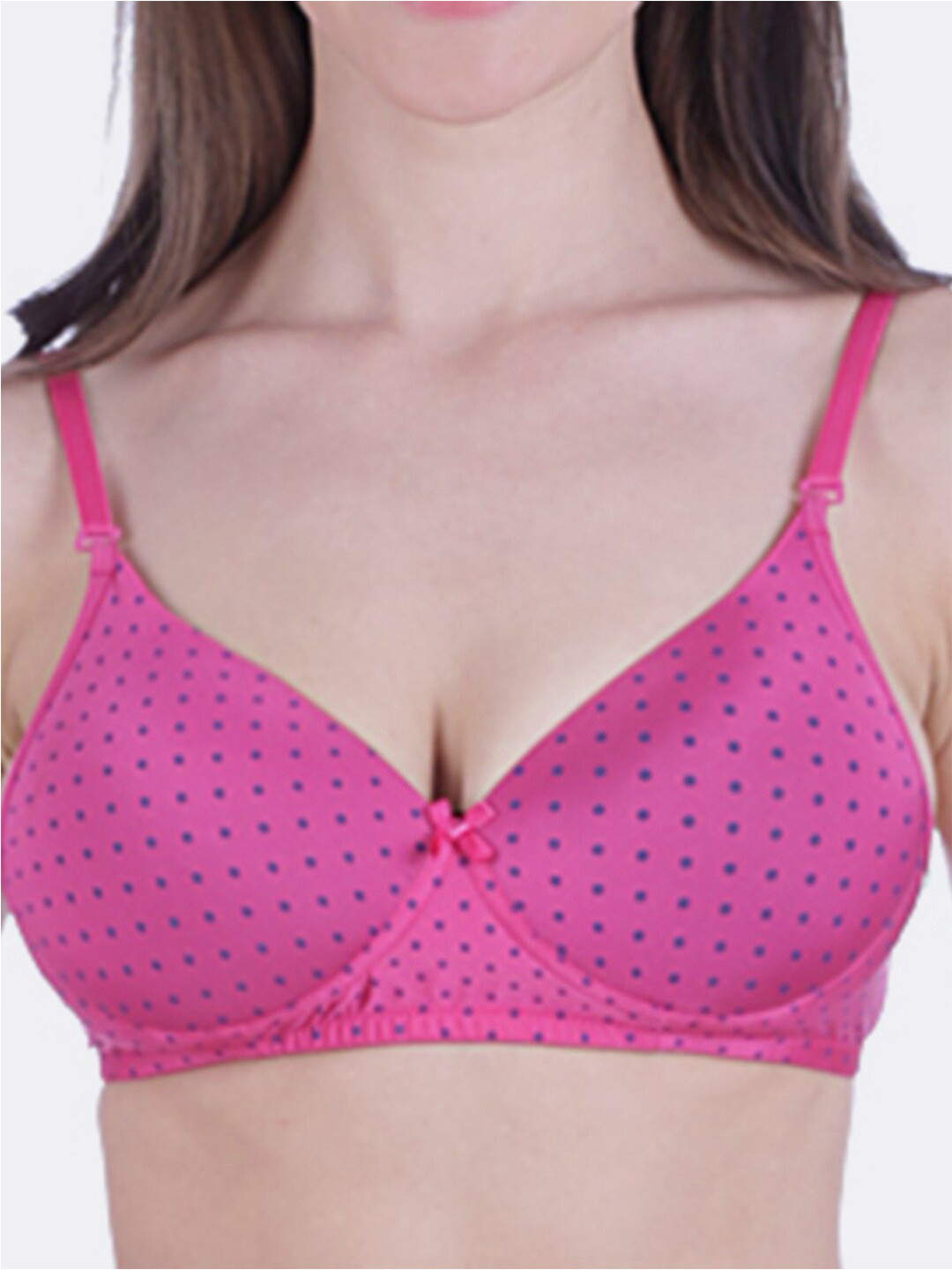 

Bralux Printed Non-Wired Lightly Padded All Day Comfort Seamless Cotton Everyday Bra, Pink