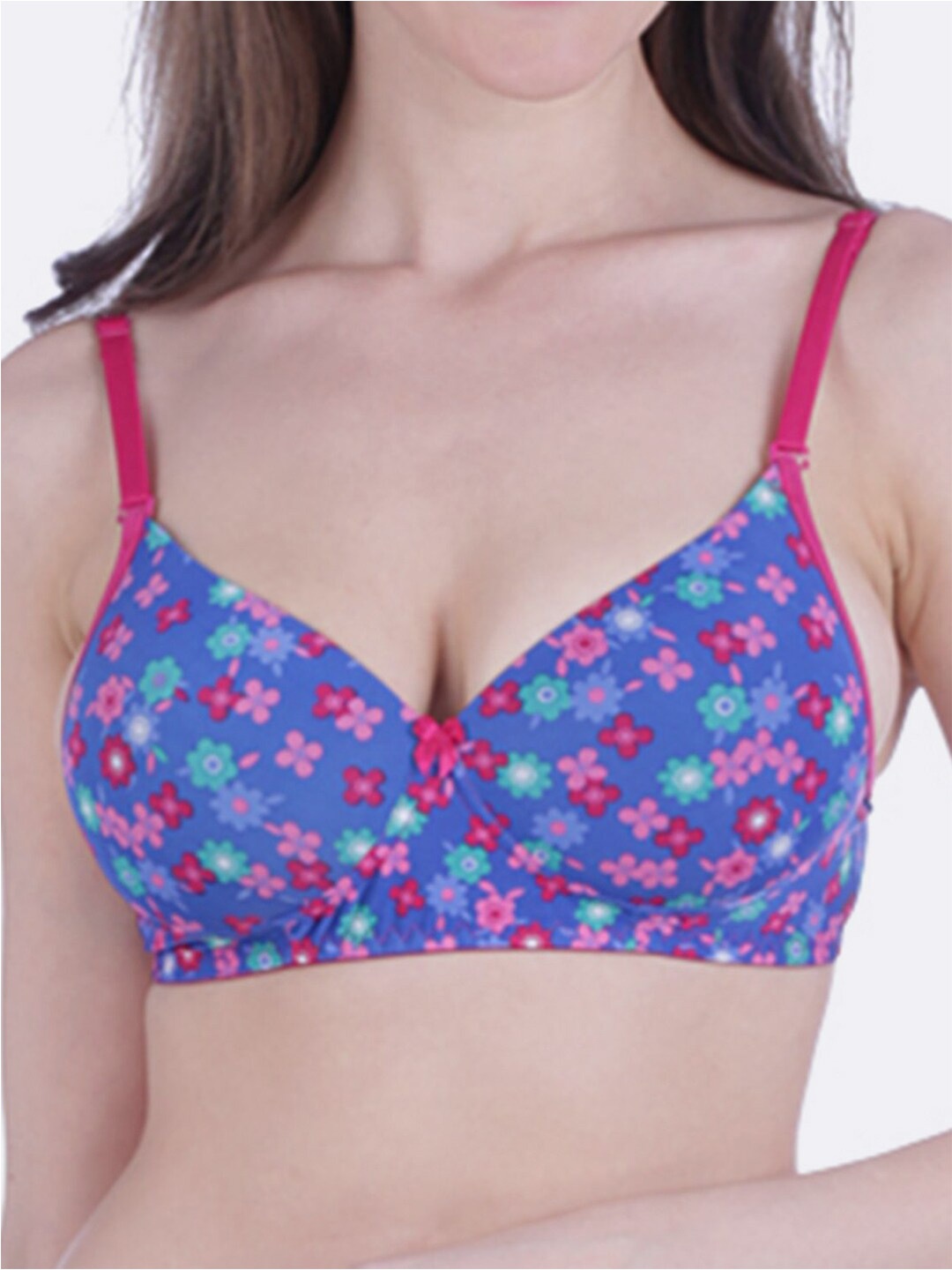 

Bralux Printed Non-Wired Lightly Padded All Day Comfort Seamless Cotton Everyday Bra, Purple
