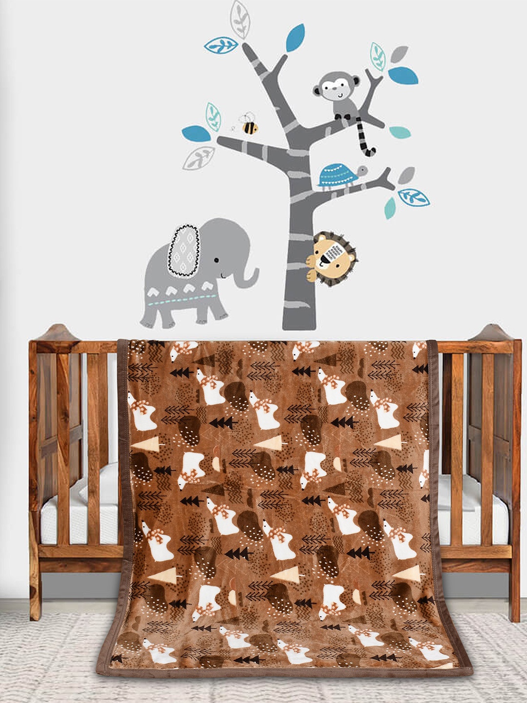 

Florida Kids Brown & White Cartoon Characters Heavy Winter 350 GSM Single Bed Blanket