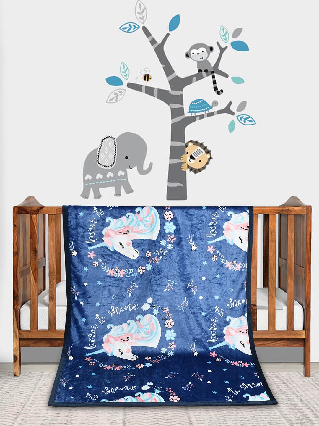 

Florida Kids Blue & White Cartoon Characters Heavy Winter 350 GSM Single Bed Blanket