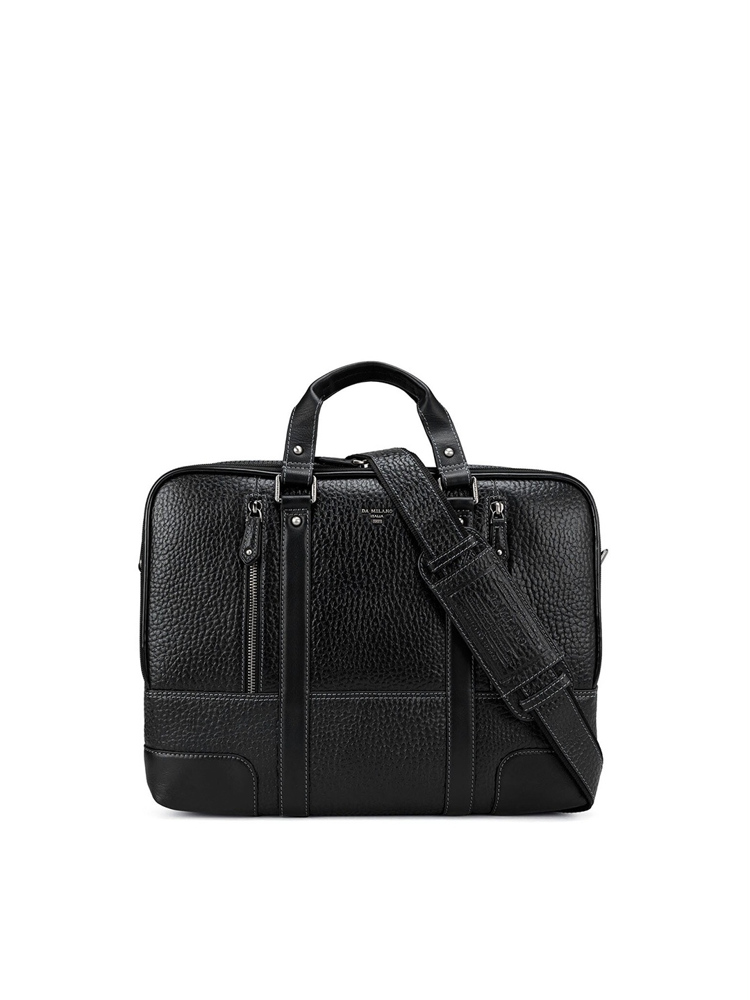 

Da Milano Unisex Leather Laptop Bag, Black