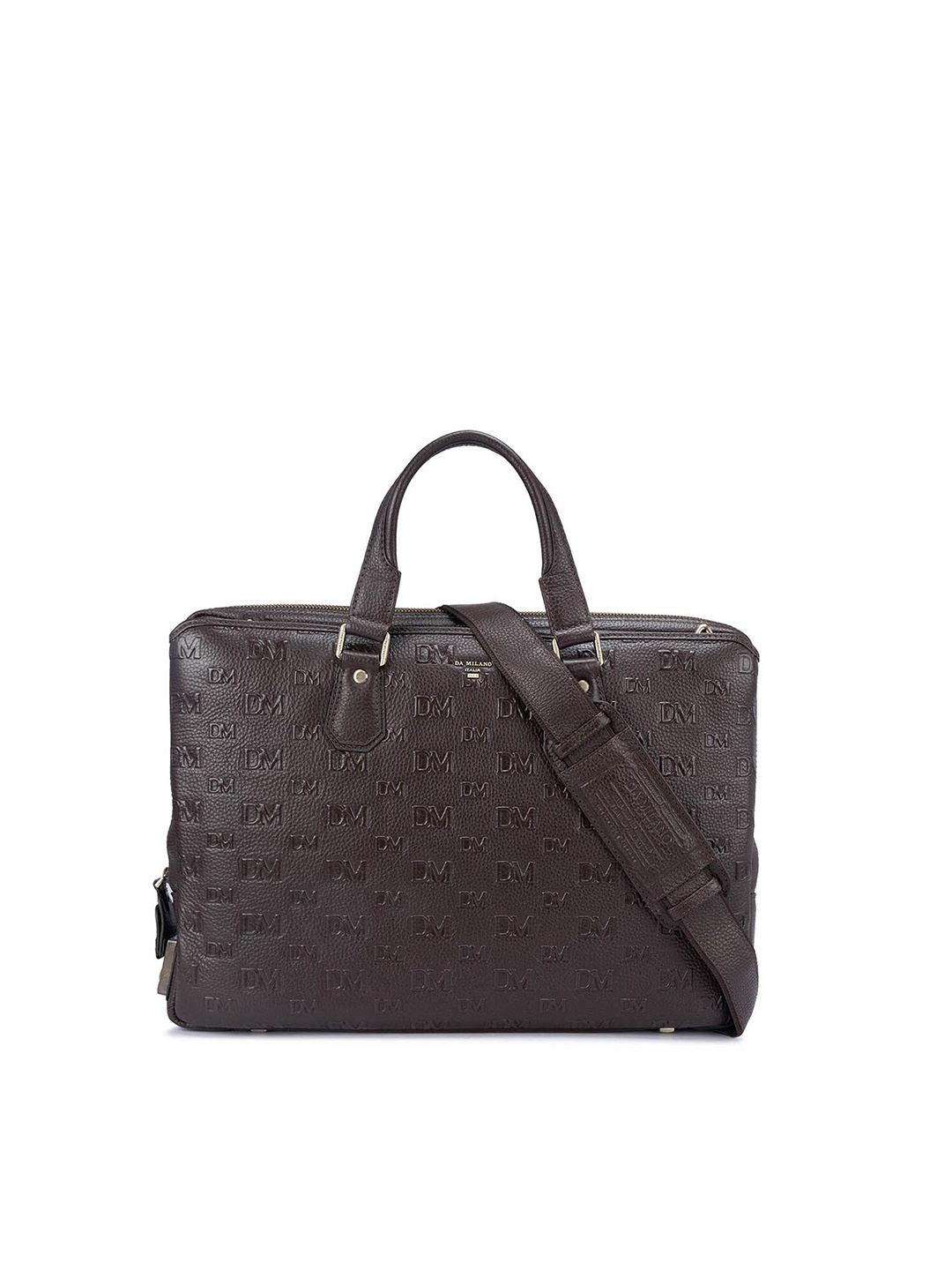 

Da Milano Unisex Textured Leather Laptop Bag, Brown