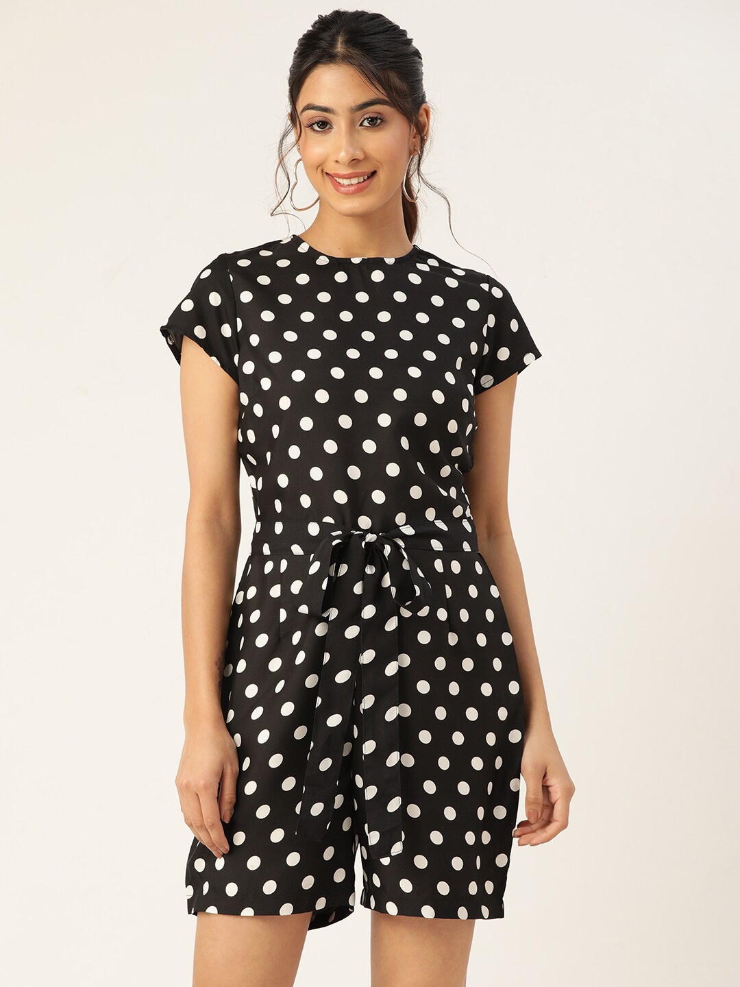 

SIRIKIT Polka Dots Printed Playsuit, Black
