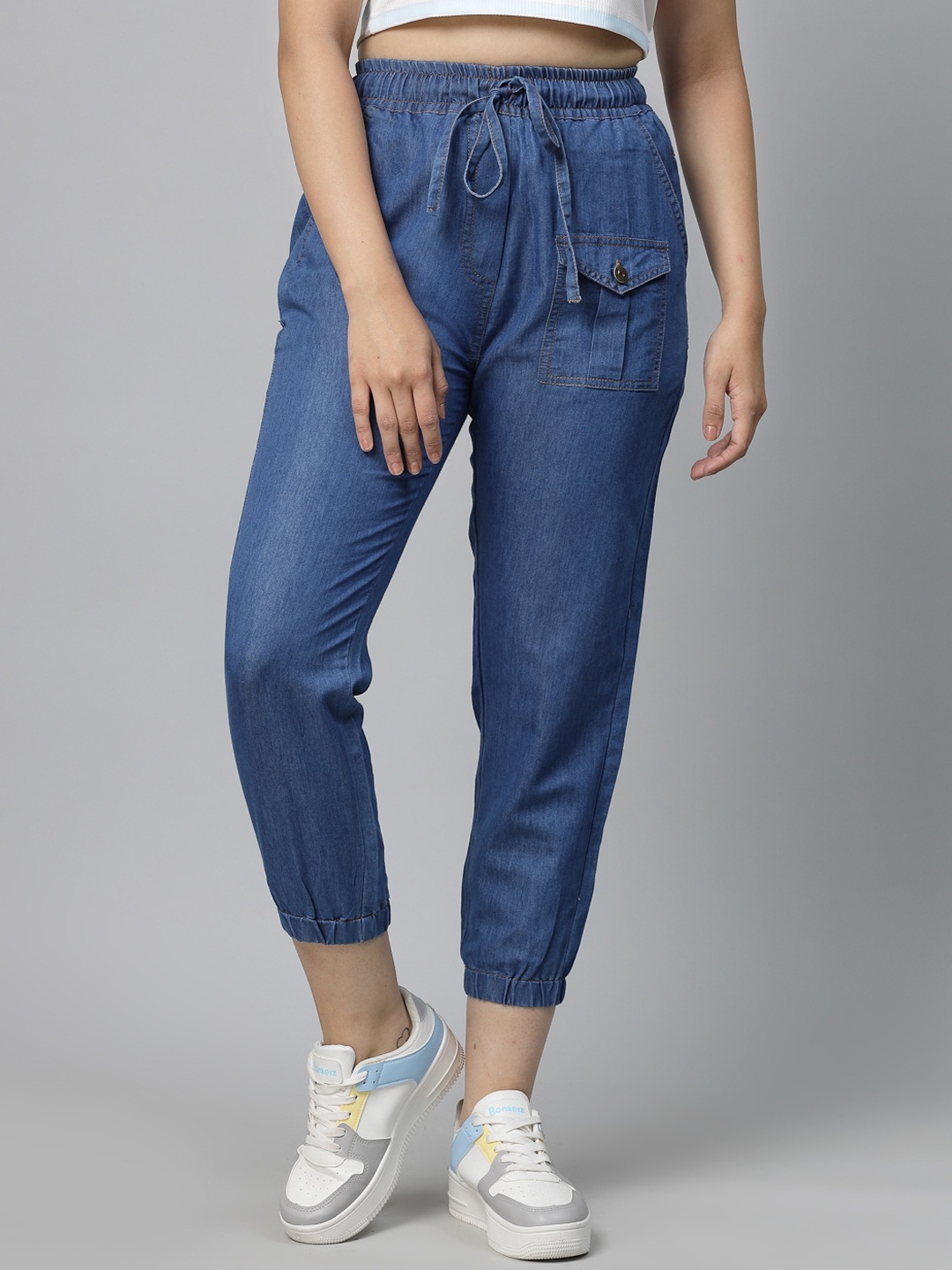 

DressBerry Women Blue Jogger High-Rise Clean Look Stretchable Jeans
