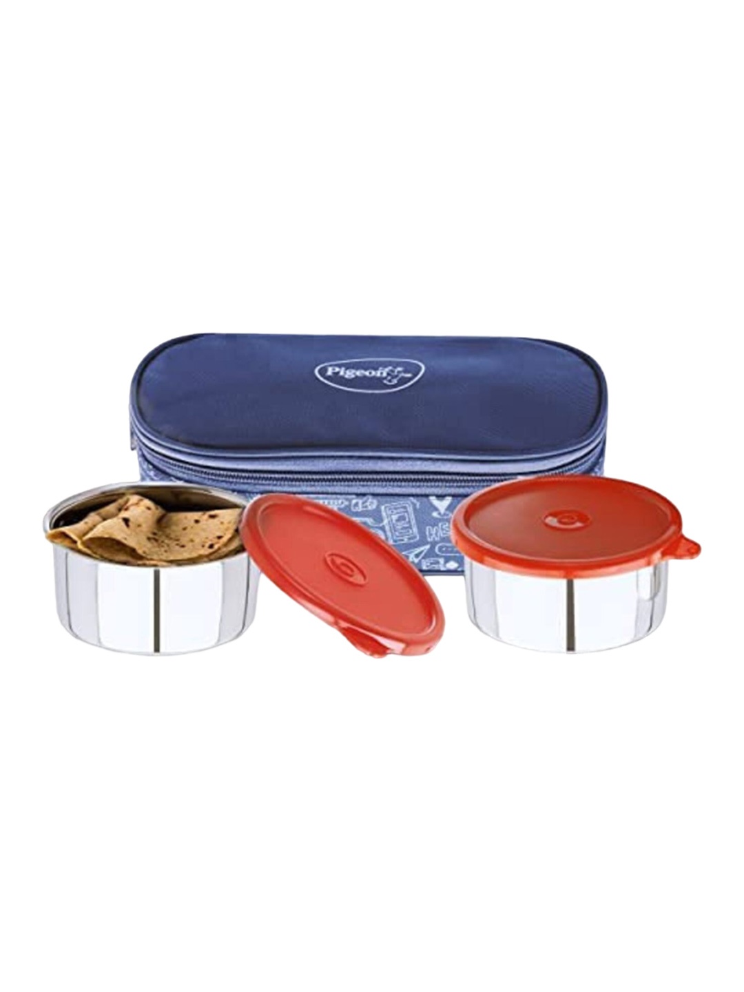 

Pigeon Blue Pack of 2 Fresh Meal Stainless Steel Lunch Boxes, Red