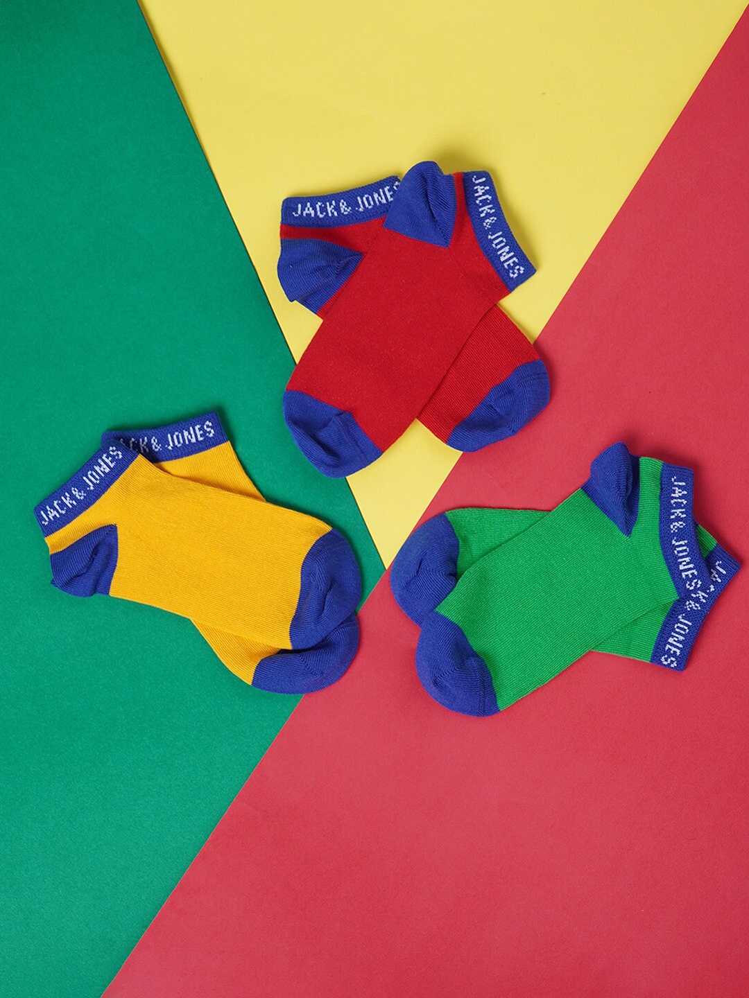 

Jack & Jones Junior Boys Pack Of 3 Colourblocked Ankle-Length Socks, Yellow