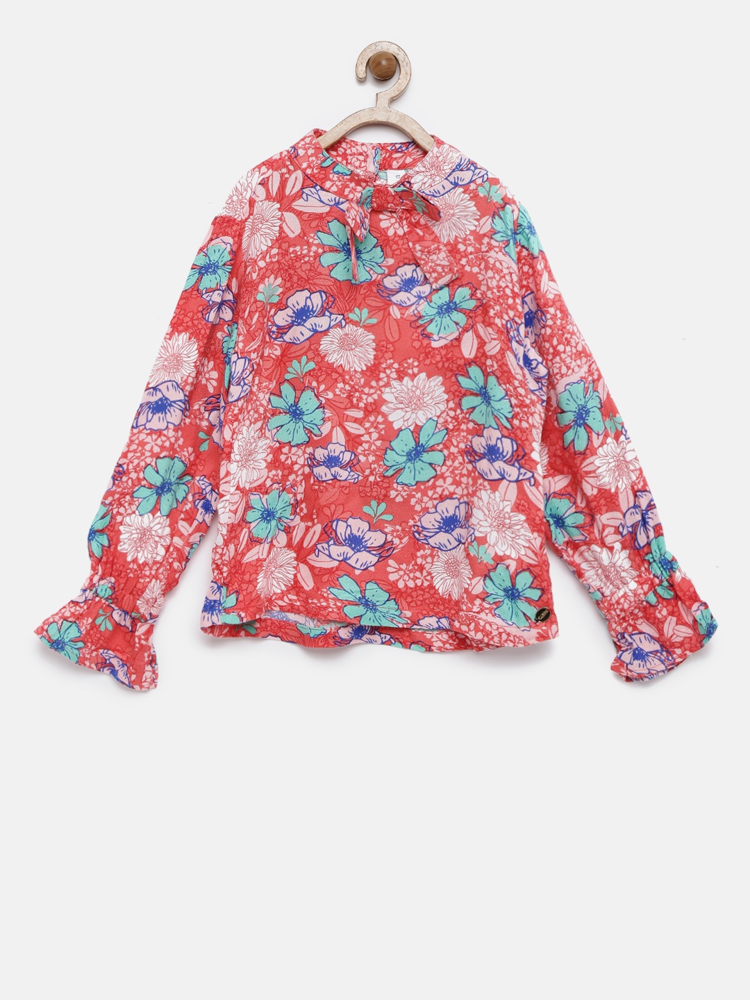

U.S. Polo Assn. Kids Girls Multicoloured Printed Blouson Top, Multi