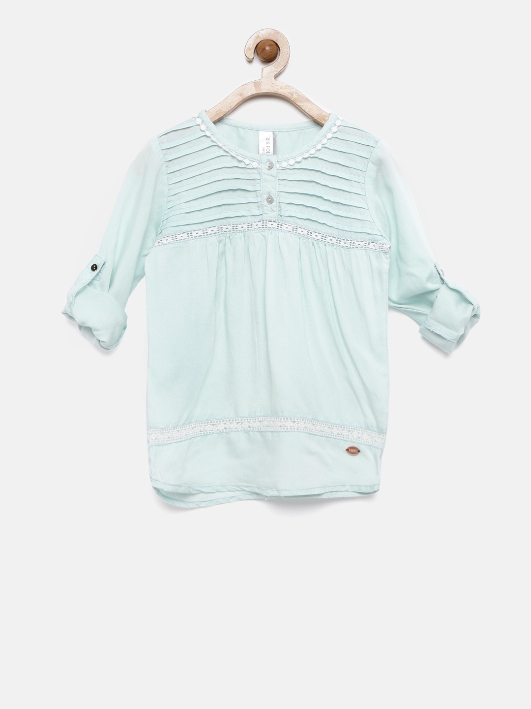 

U.S. Polo Assn. Kids Girls Blue Solid Pure Cotton Top