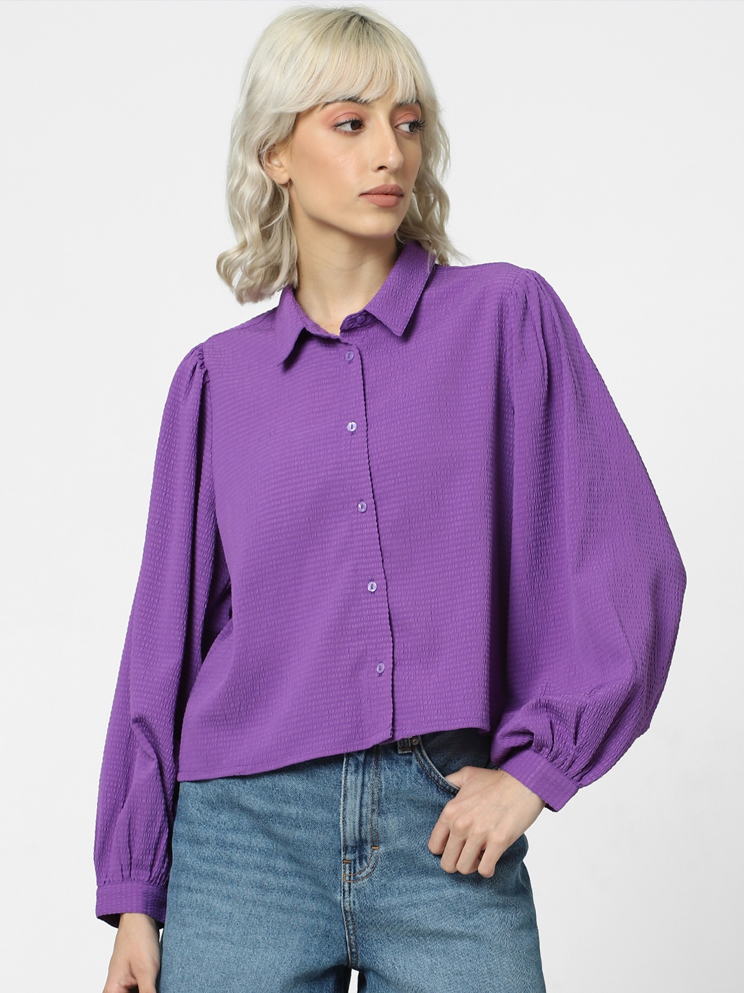 

ONLY Women Purple Opaque Casual Shirt