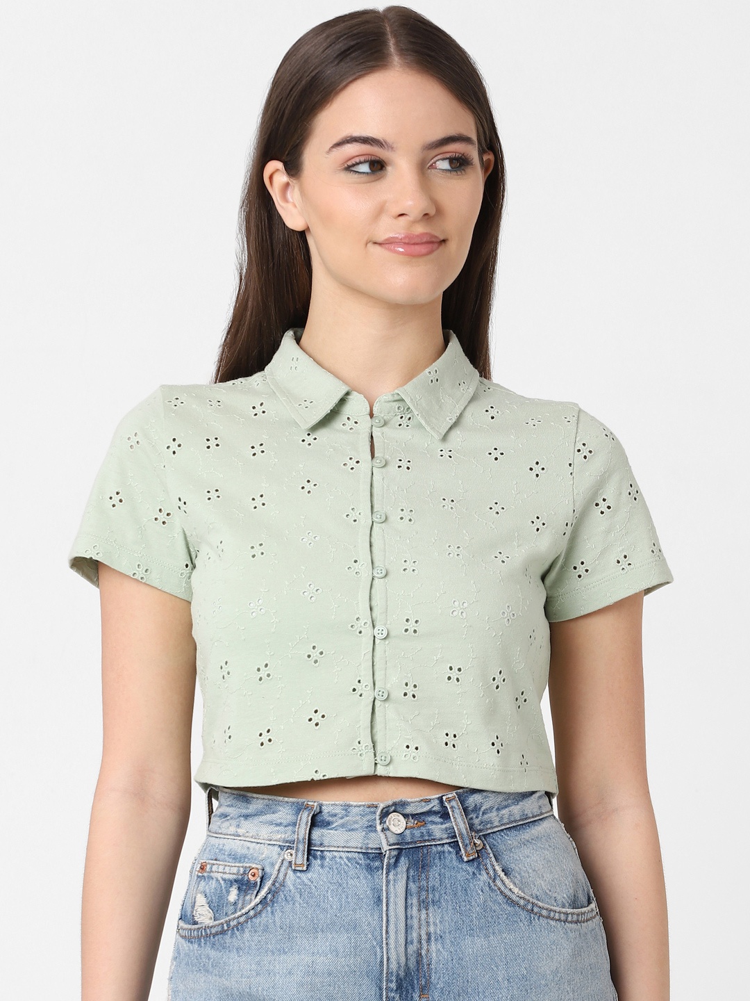 

ONLY Women Green Opaque Casual Shirt