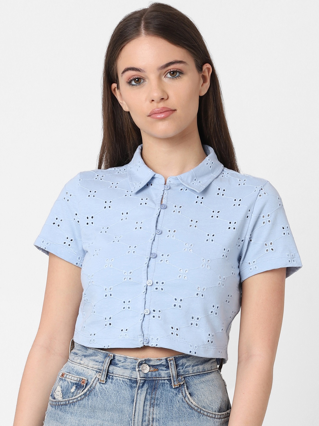 

ONLY Women Blue Opaque Printed Casual Shirt